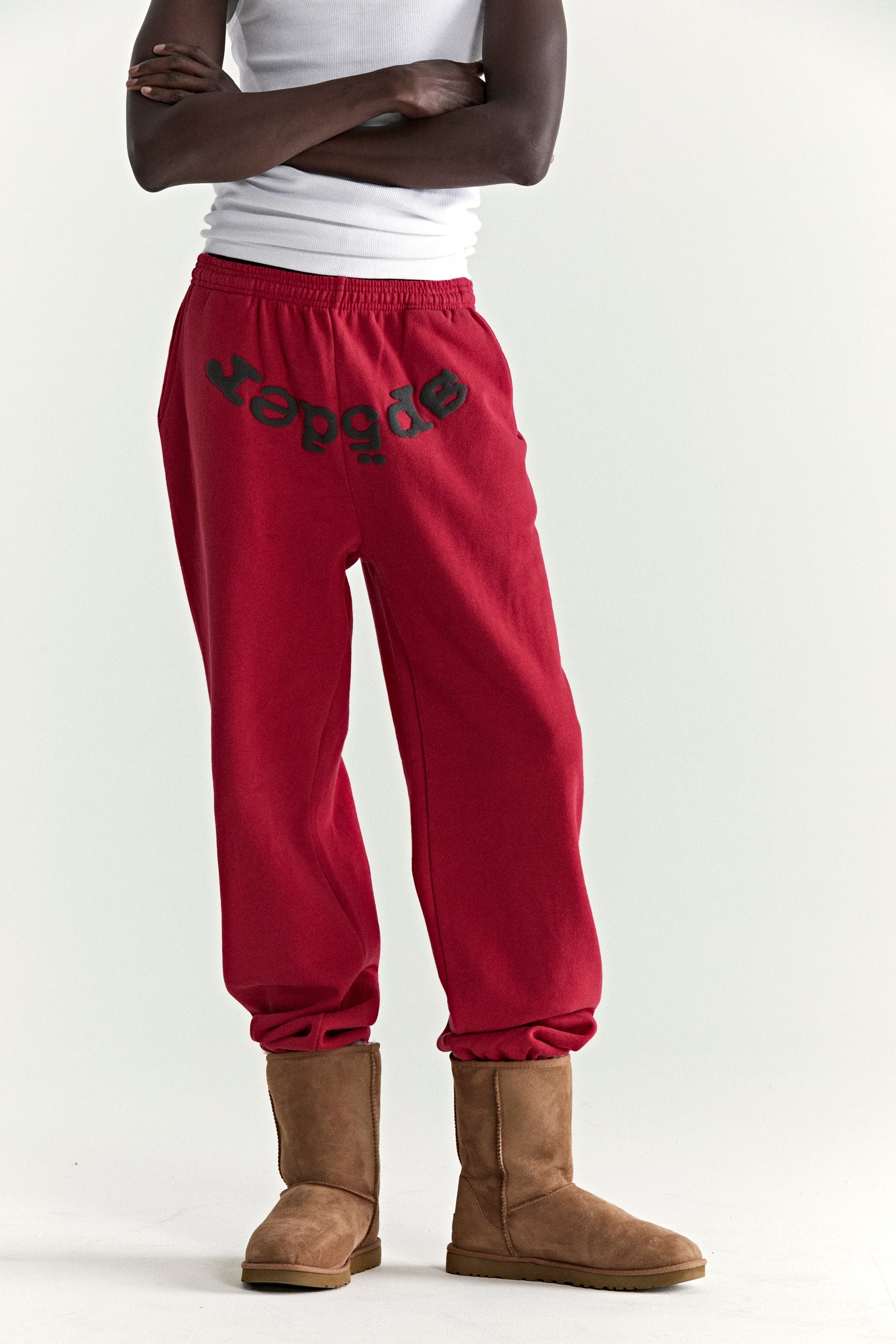 RED OG WEB V2 SWEATPANT ON MODEL