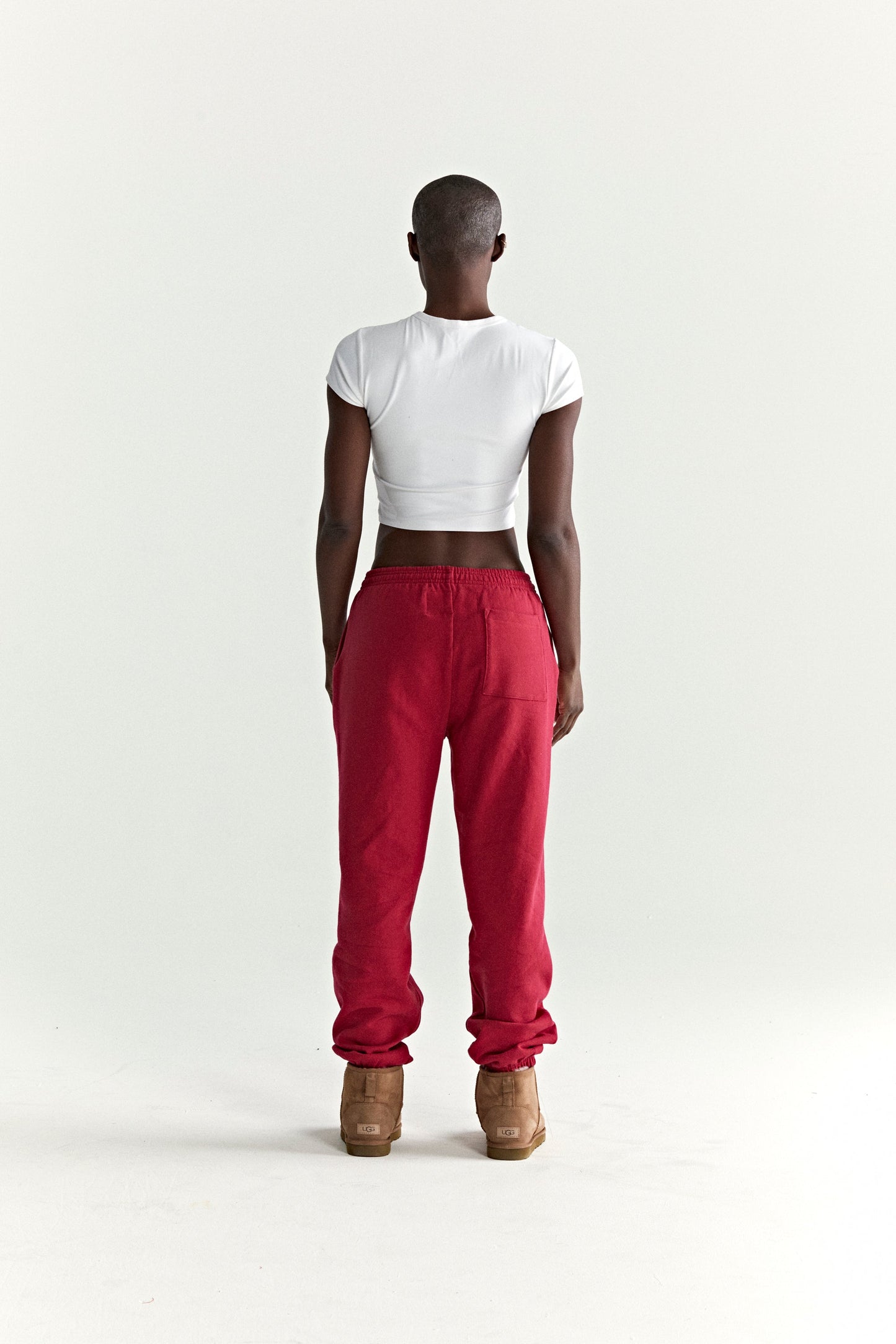 RED OG WEB V2 SWEATPANT ON MODEL