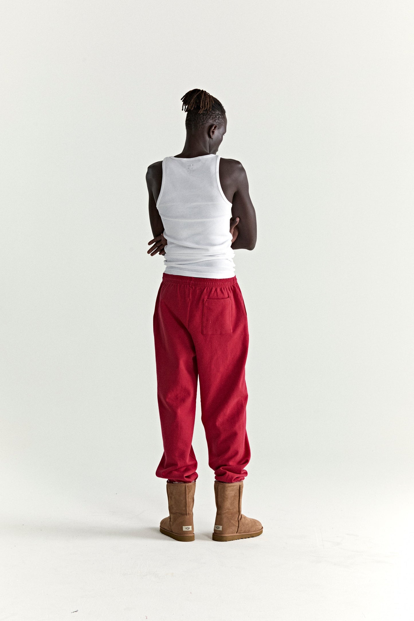 RED OG WEB V2 SWEATPANT ON MODEL