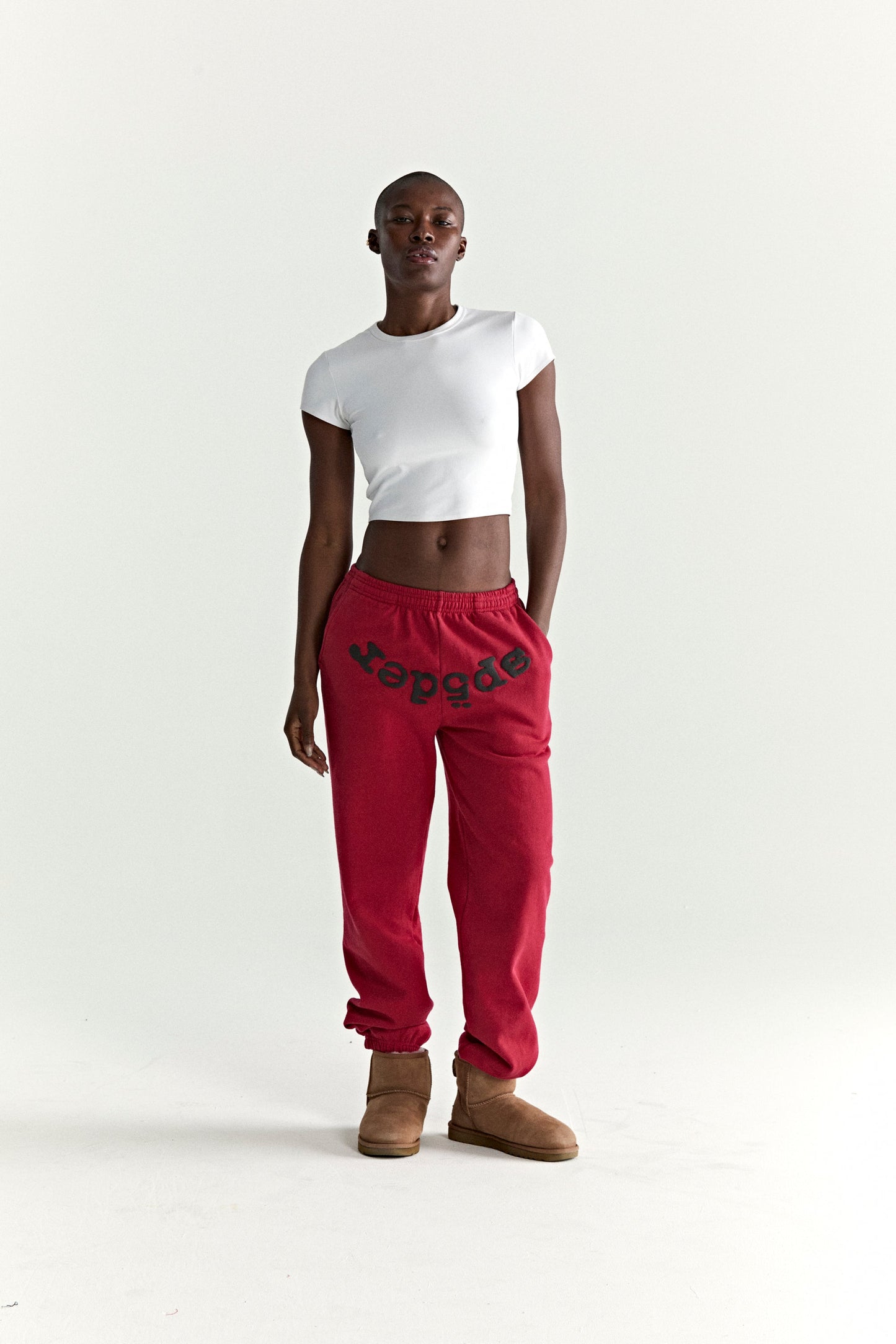 RED OG WEB V2 SWEATPANT ON MODEL