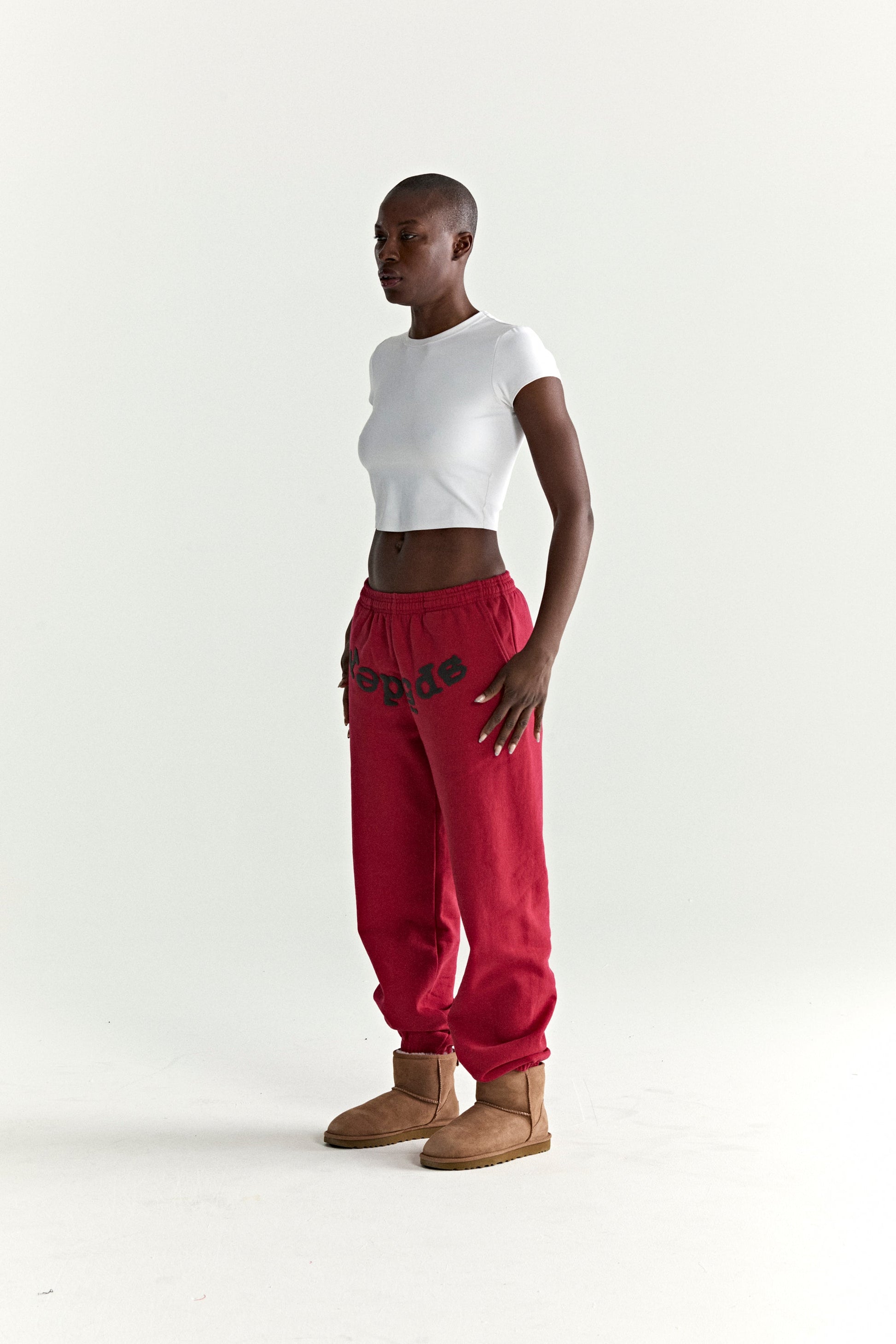 RED OG WEB V2 SWEATPANT ON MODEL