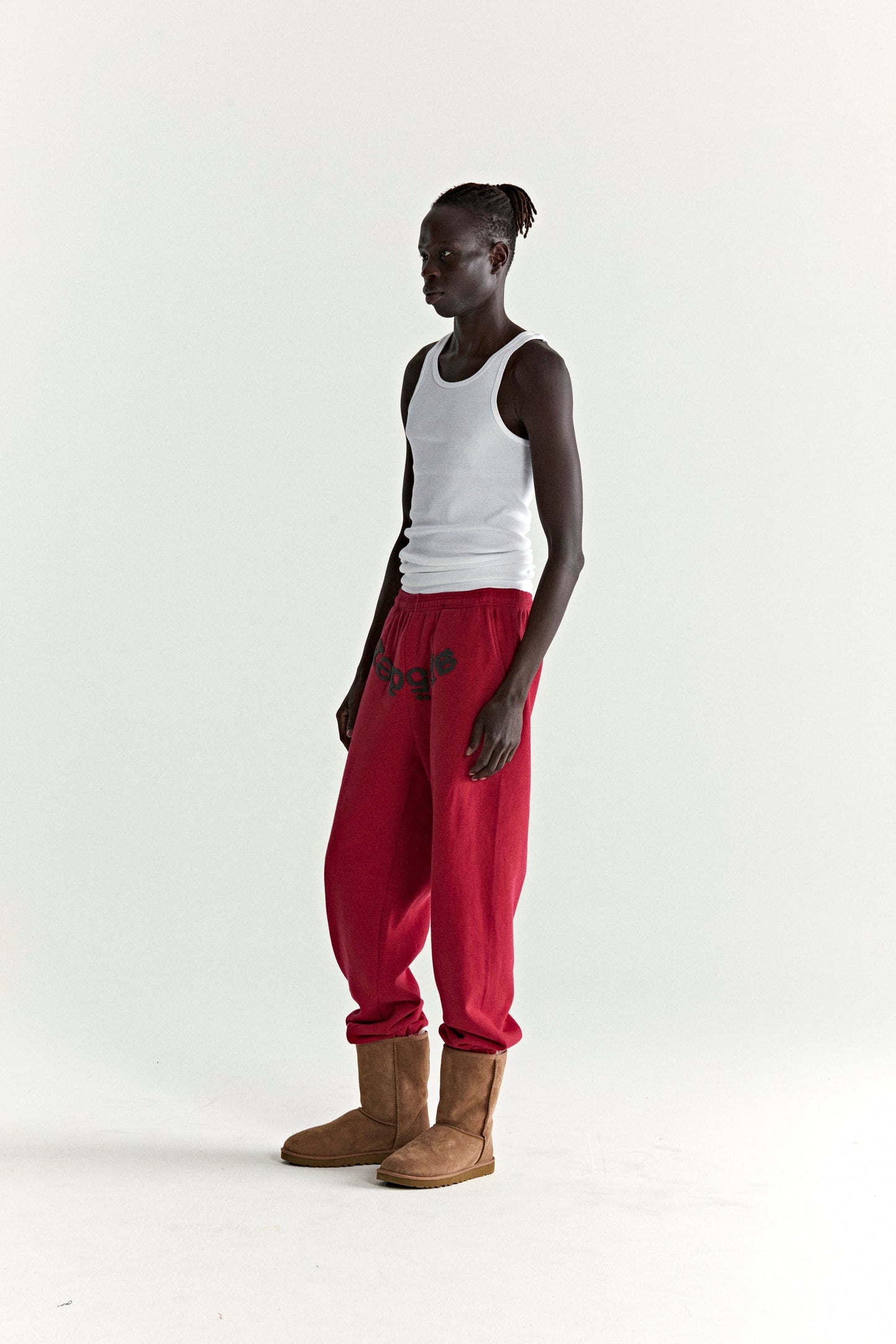 RED OG WEB V2 SWEATPANT ON MODEL