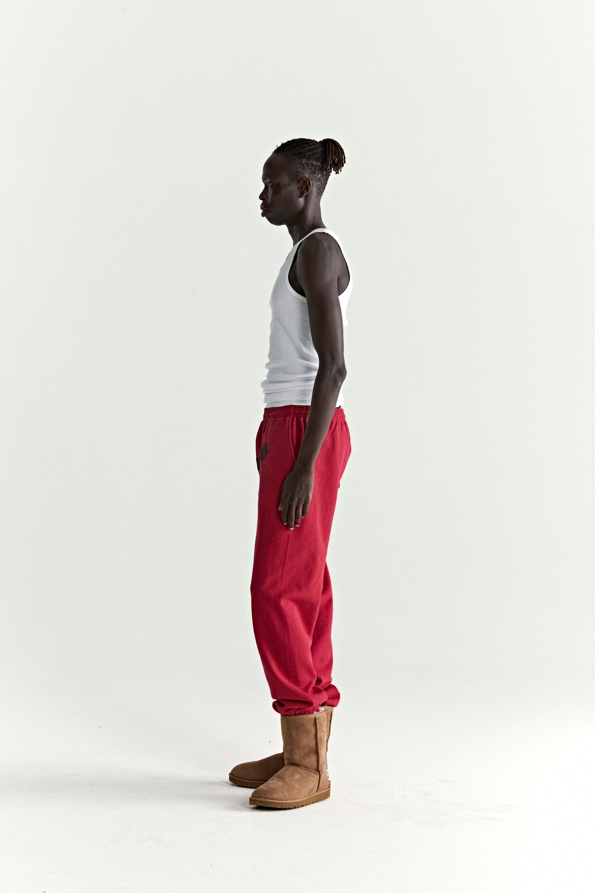 RED OG WEB V2 SWEATPANT ON MODEL