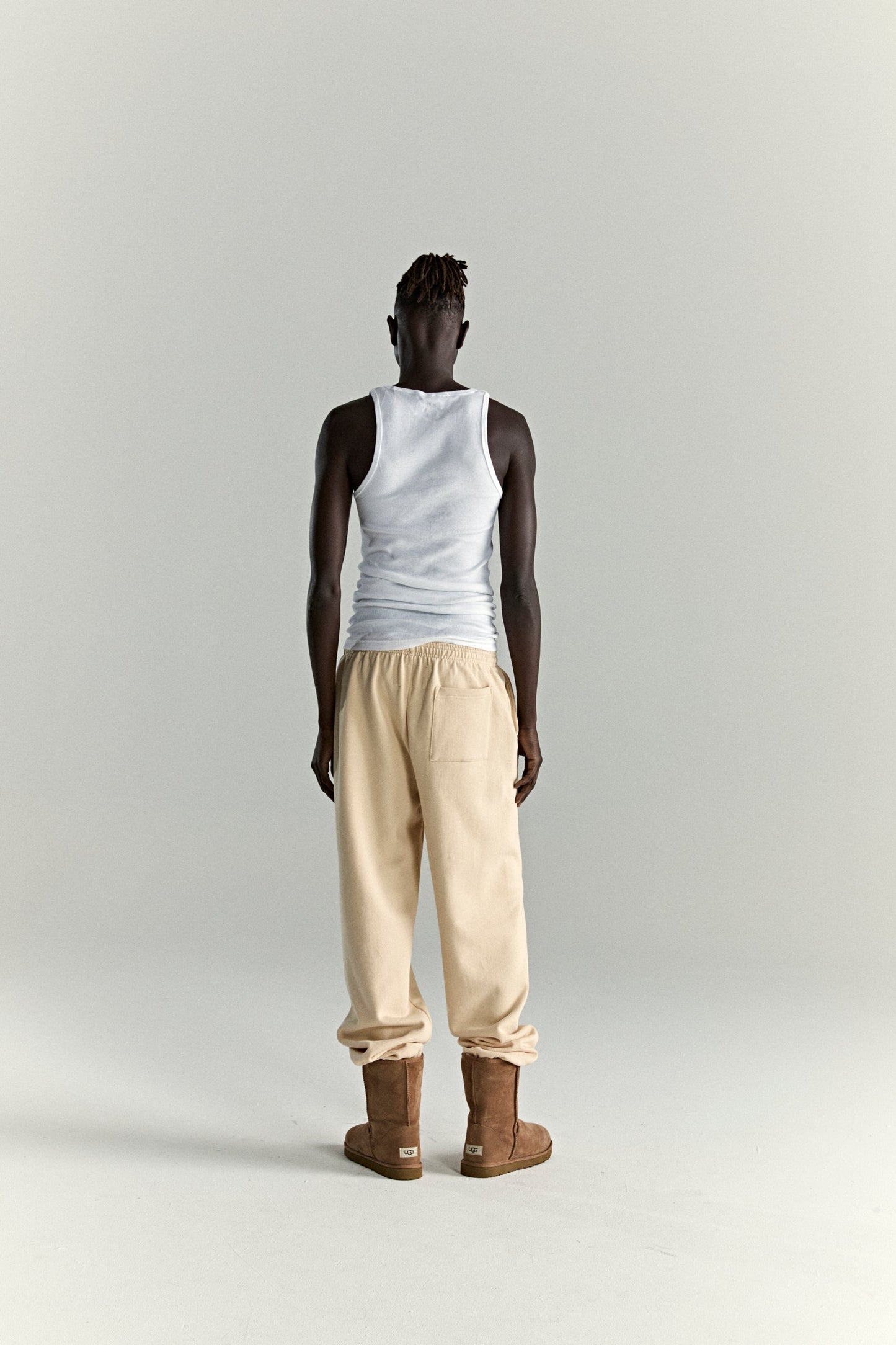 CREAM OG WEB V2 SWEATPANT ON MODEL