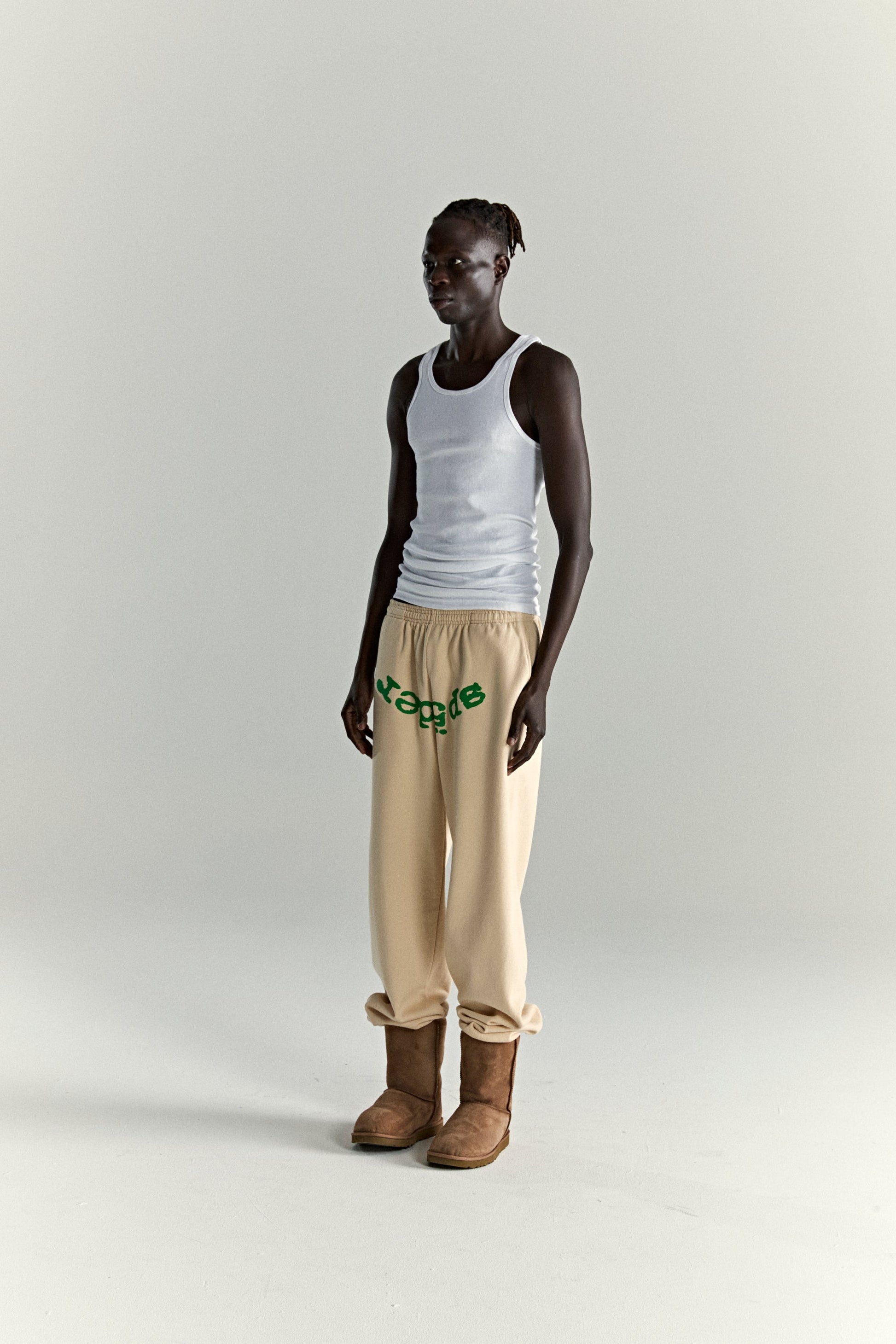 CREAM OG WEB V2 SWEATPANT ON MODEL