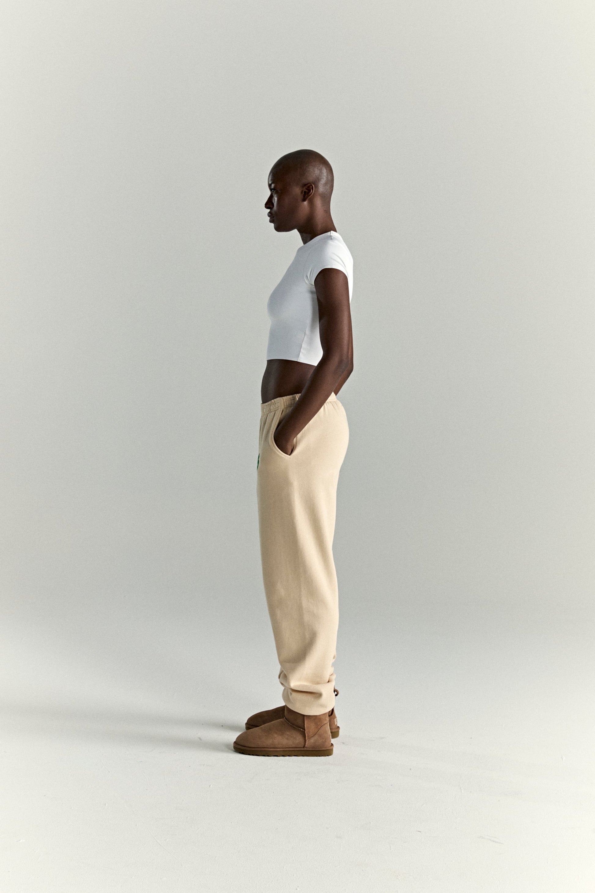 CREAM OG WEB V2 SWEATPANT ON MODEL