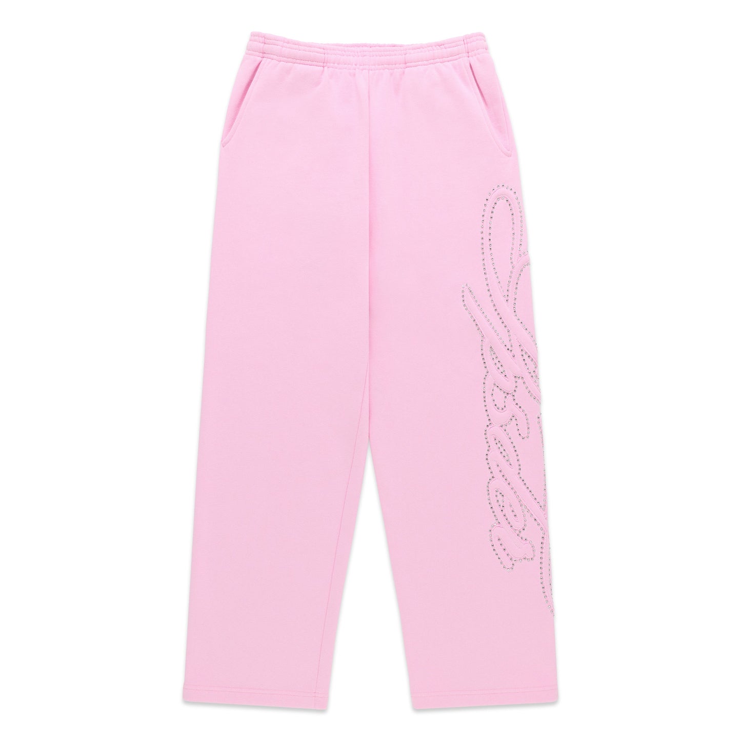 RHINESTONE SCRIPT WIDE LEG SWEATPANT