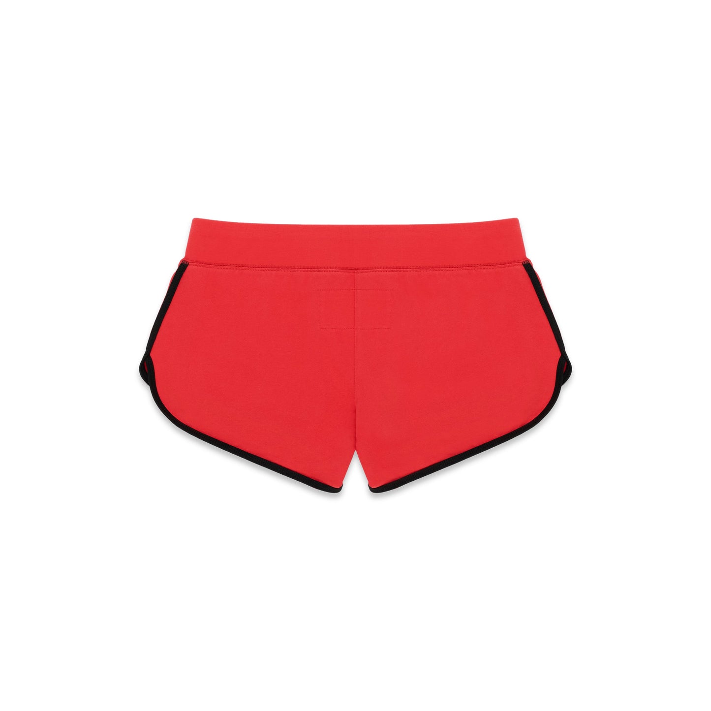 Red SP5 WIDE BOXER shorts with black trim and elastic waistband.