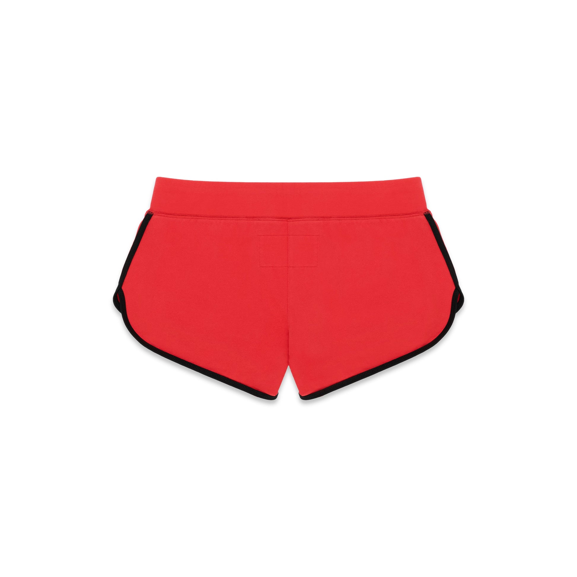 Red SP5 WIDE BOXER shorts with black trim and elastic waistband.
