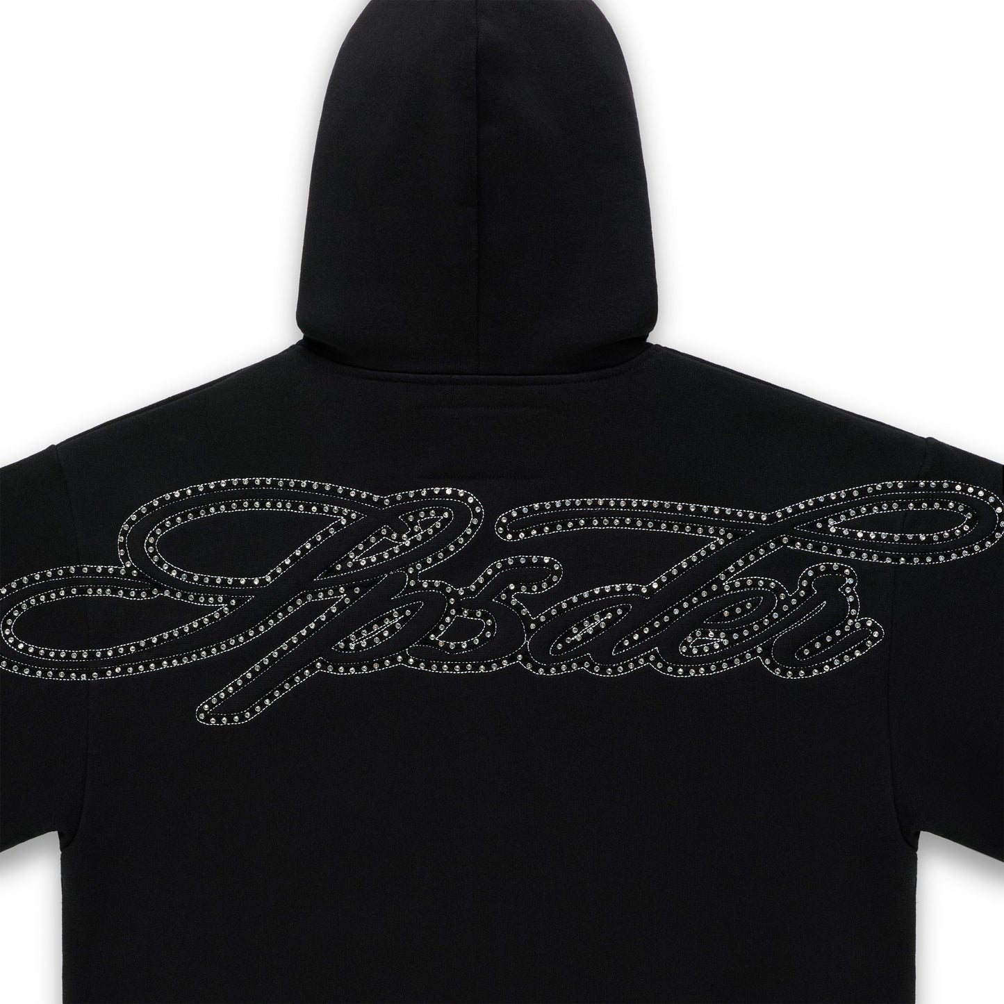RHINESTONE SCRIPT ZIP HOODIE