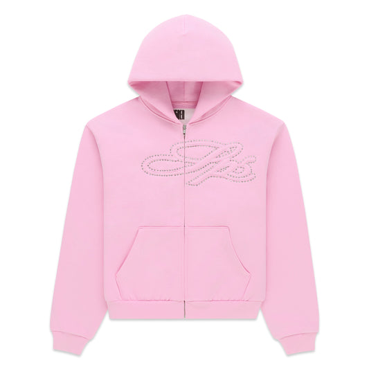 RHINESTONE SCRIPT ZIP HOODIE