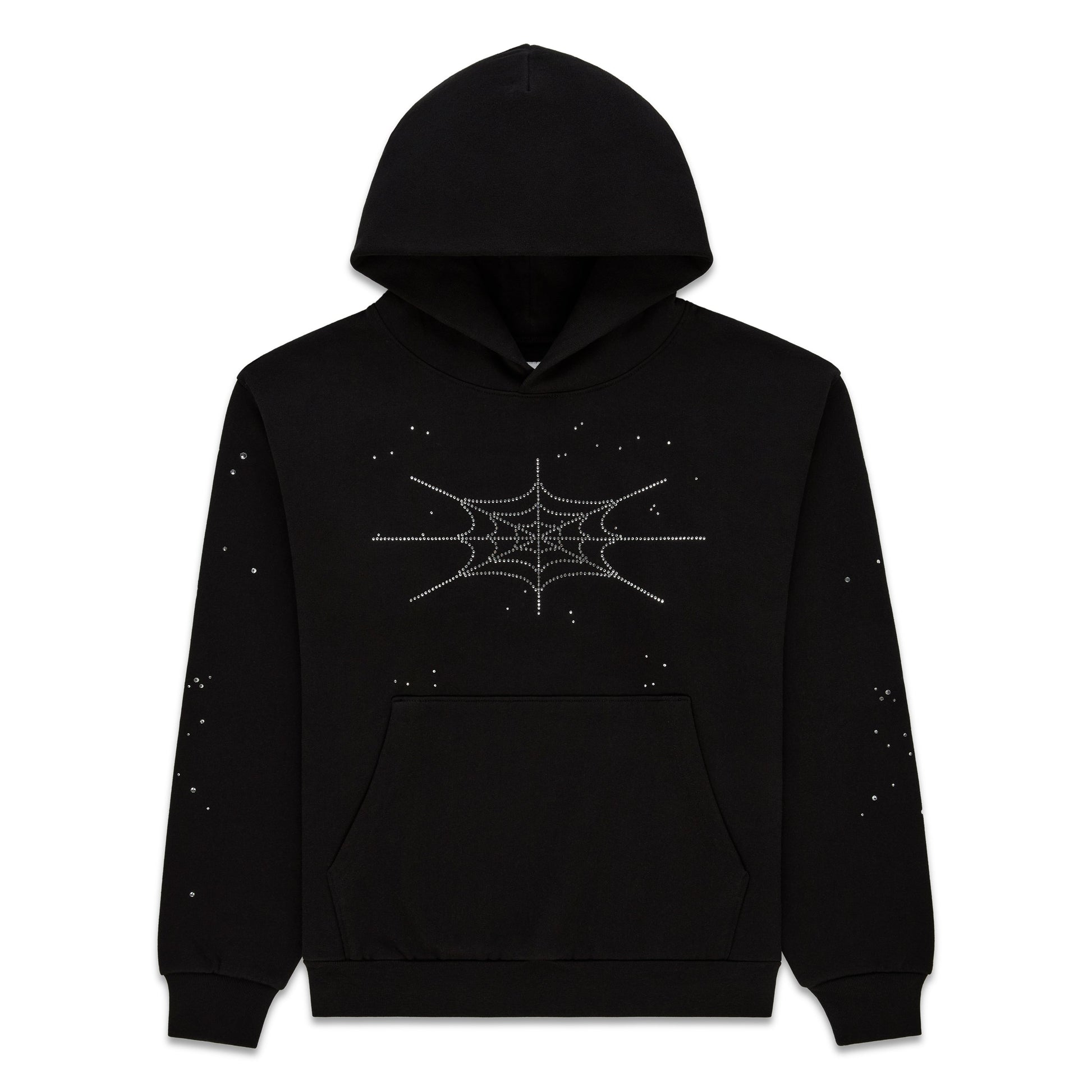 BLACK RHINESTONE SILK HOODIE