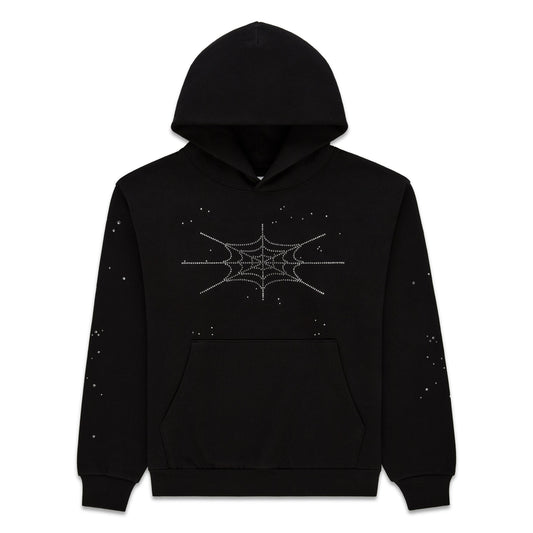 BLACK RHINESTONE SILK HOODIE