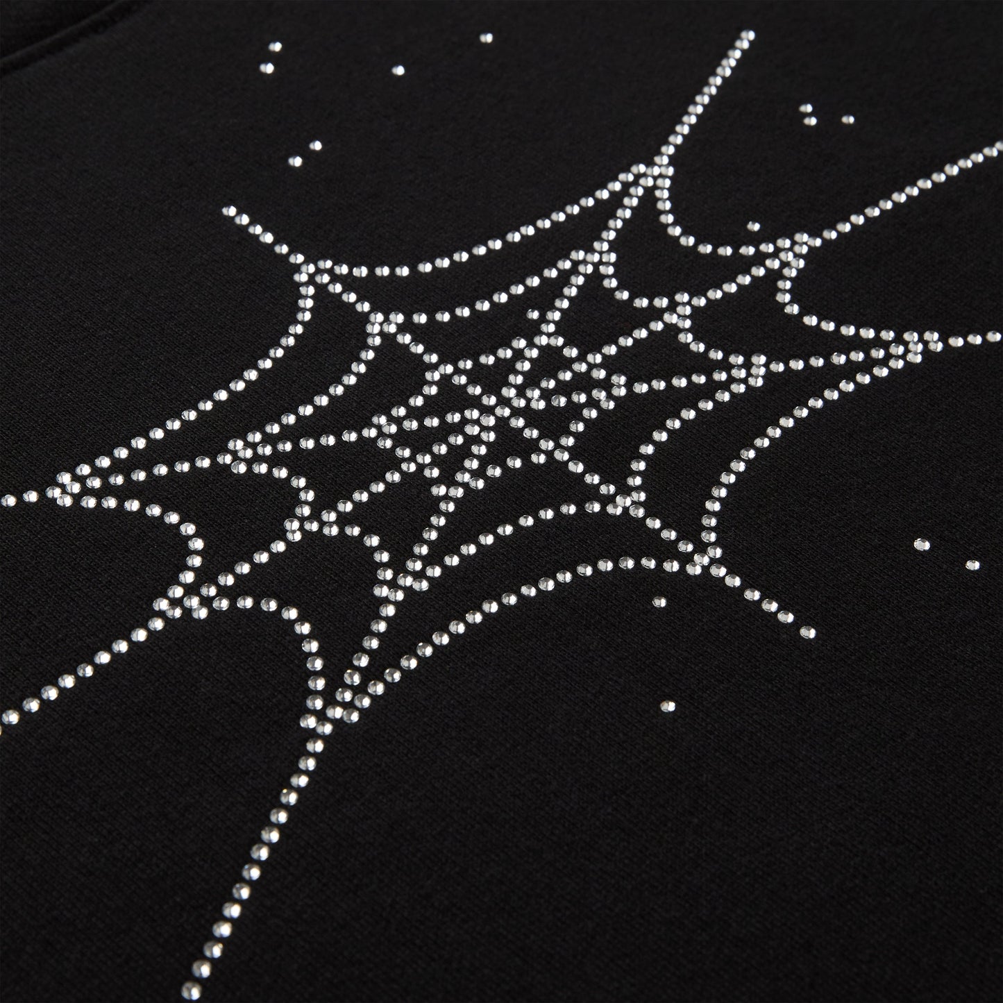 BLACK RHINESTONE SILK HOODIE