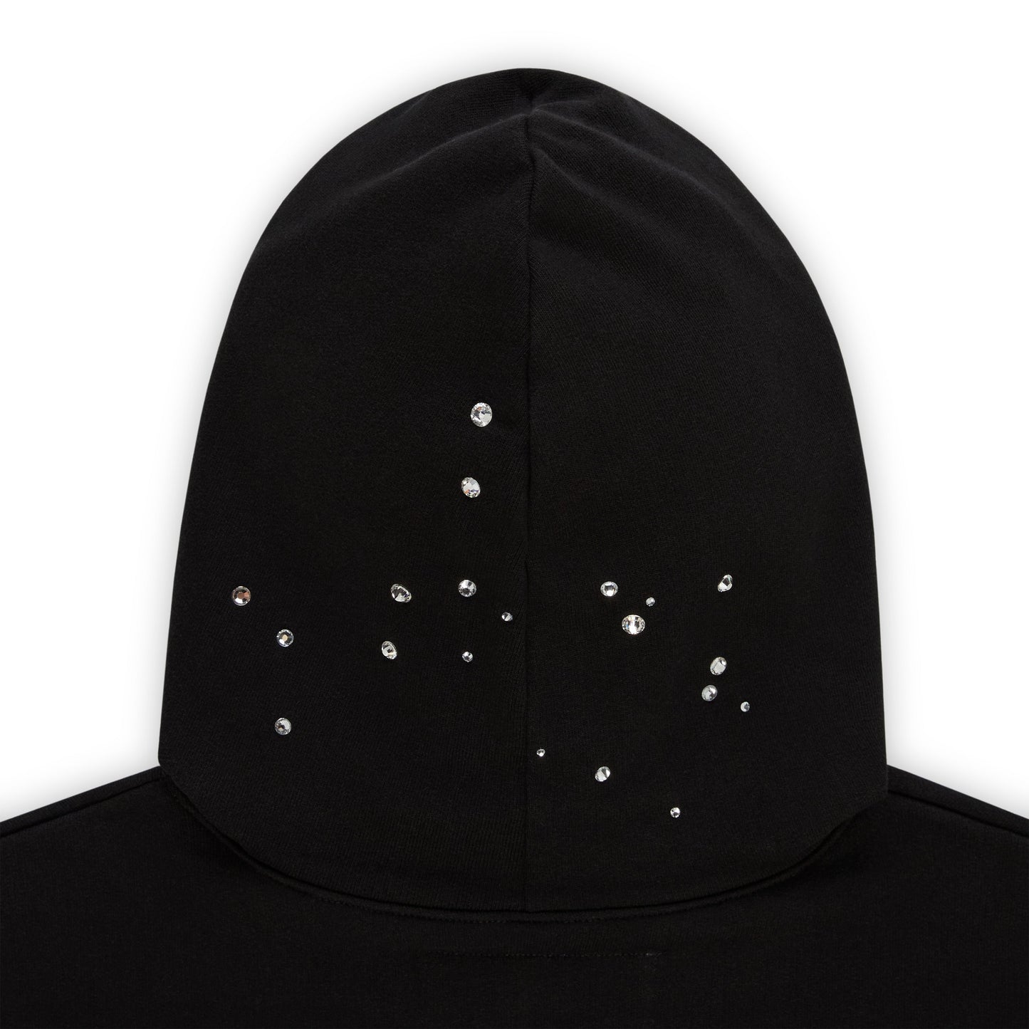 BLACK RHINESTONE SILK HOODIE