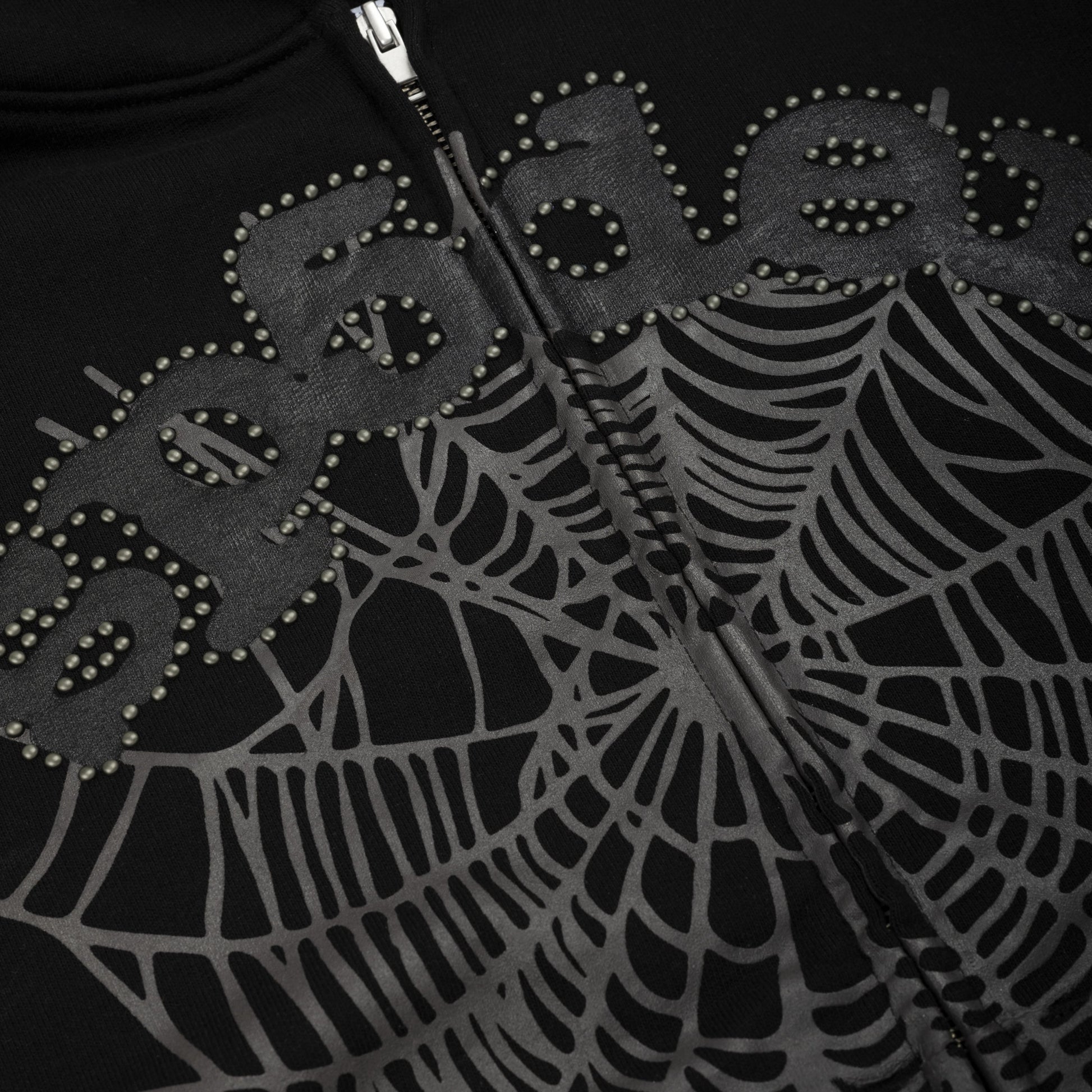 BLACK OG WEB STUDDED ZIP HOODIE