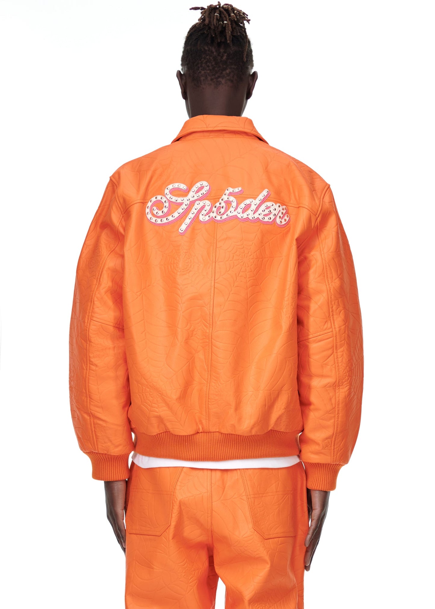 DEBOSSED WEB LEATHER JACKET