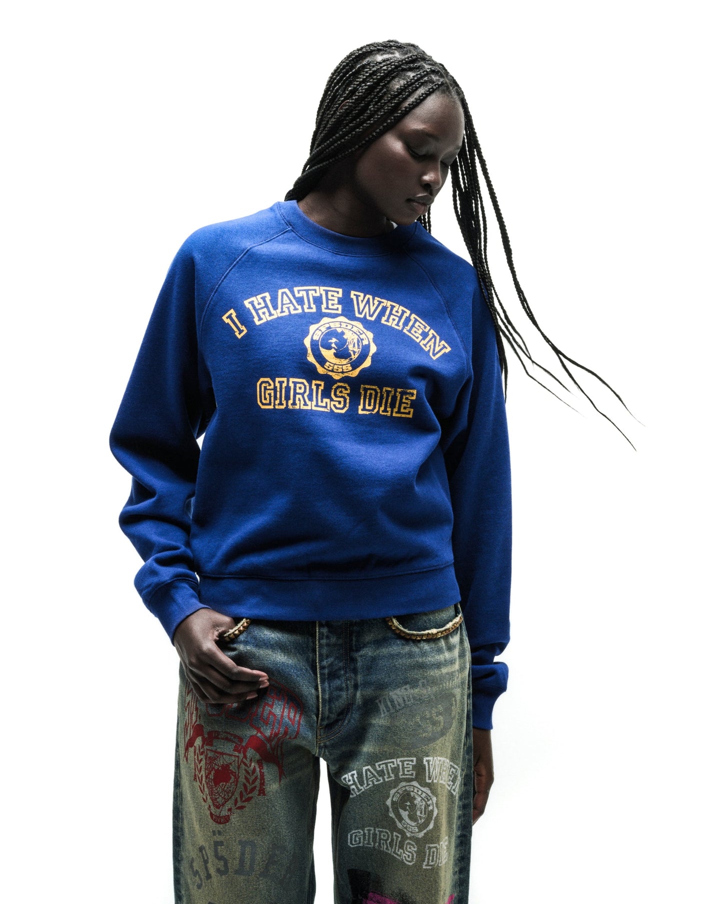 I H8 WHEN GIRLS DIE RAGLAN CREWNECK