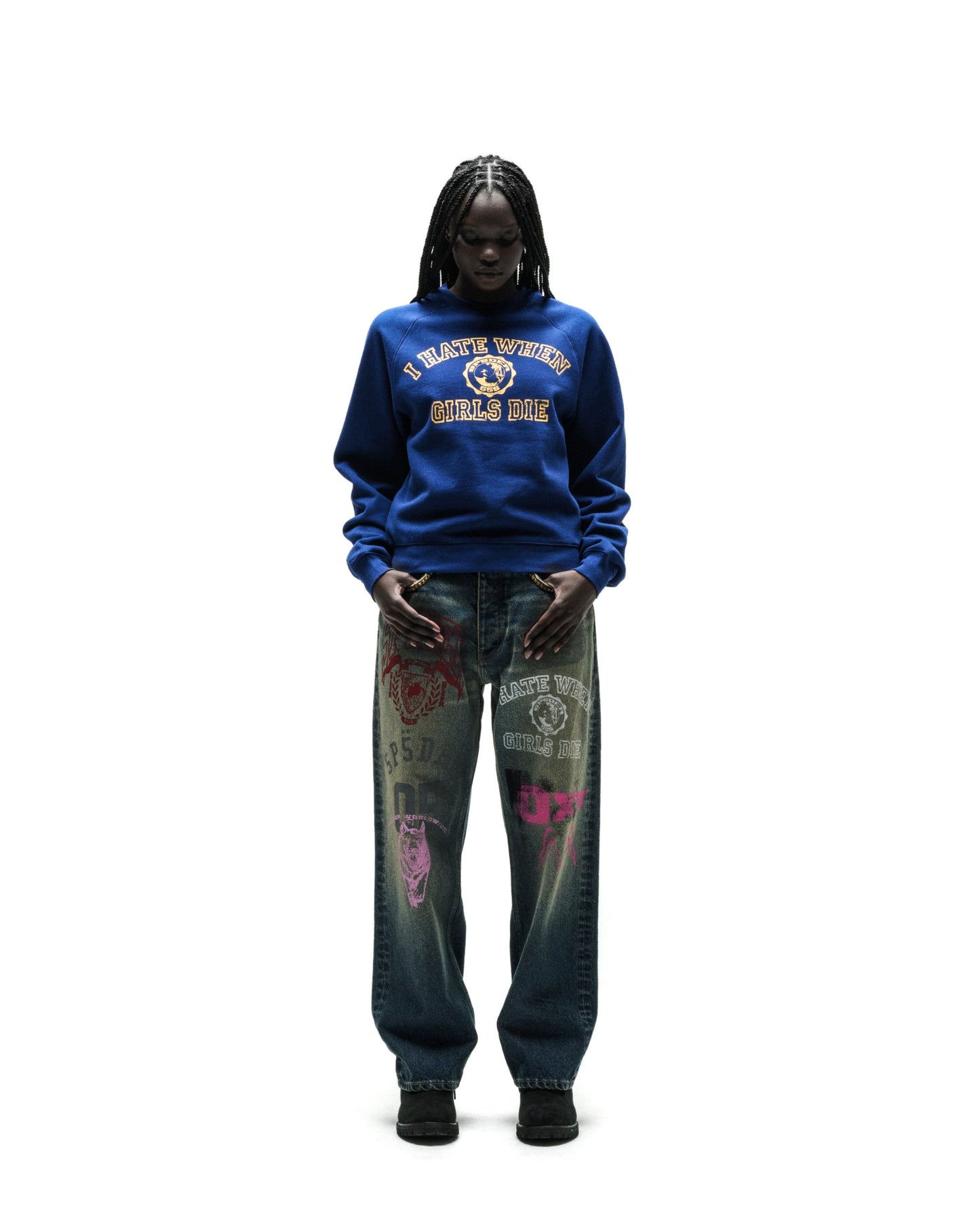 I H8 WHEN GIRLS DIE RAGLAN CREWNECK
