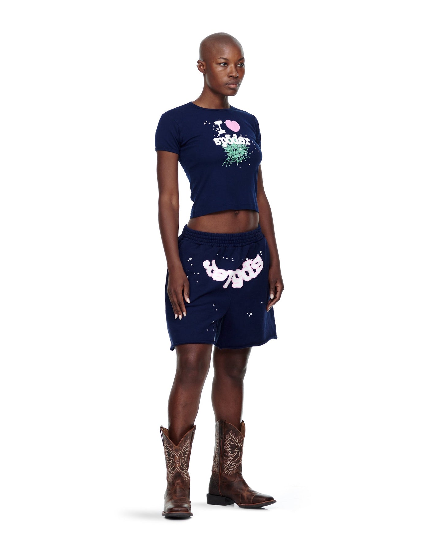 NAVY OG WEB LOGO SWEATSHORT FEMALE MODEL 5