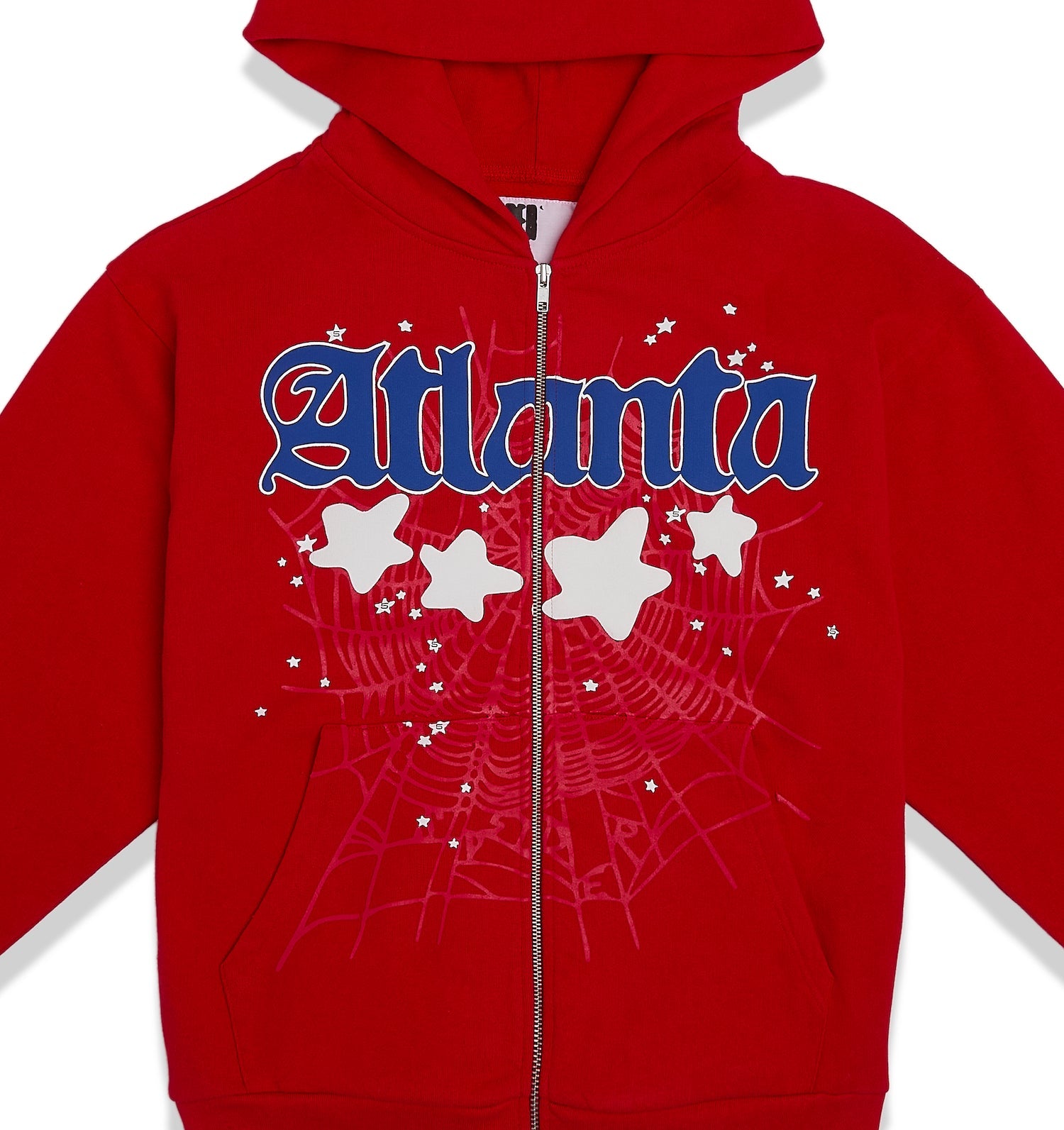 ATLANTA ZIP HOODIE RED FRONT DETAIL