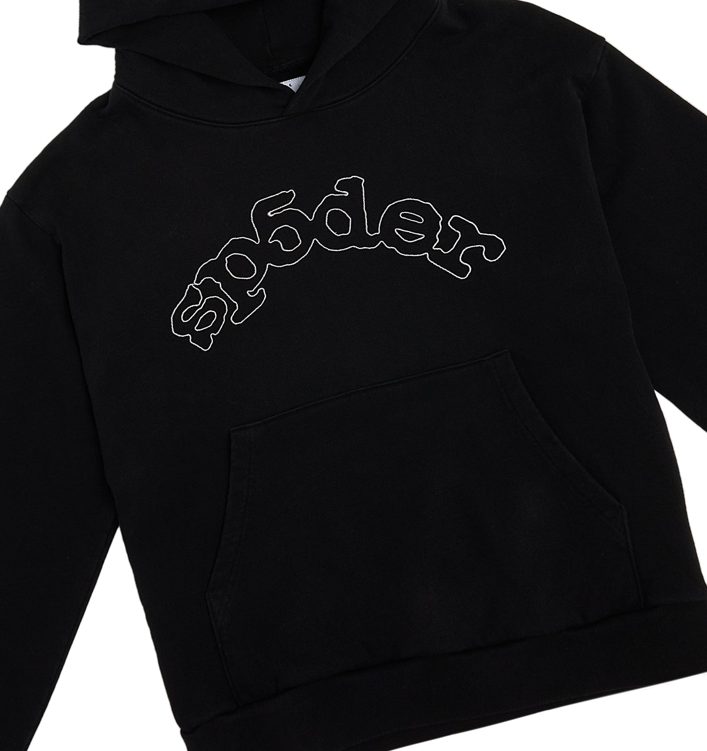 BLACK OG LOGO HOODIE FRONT DETAIL