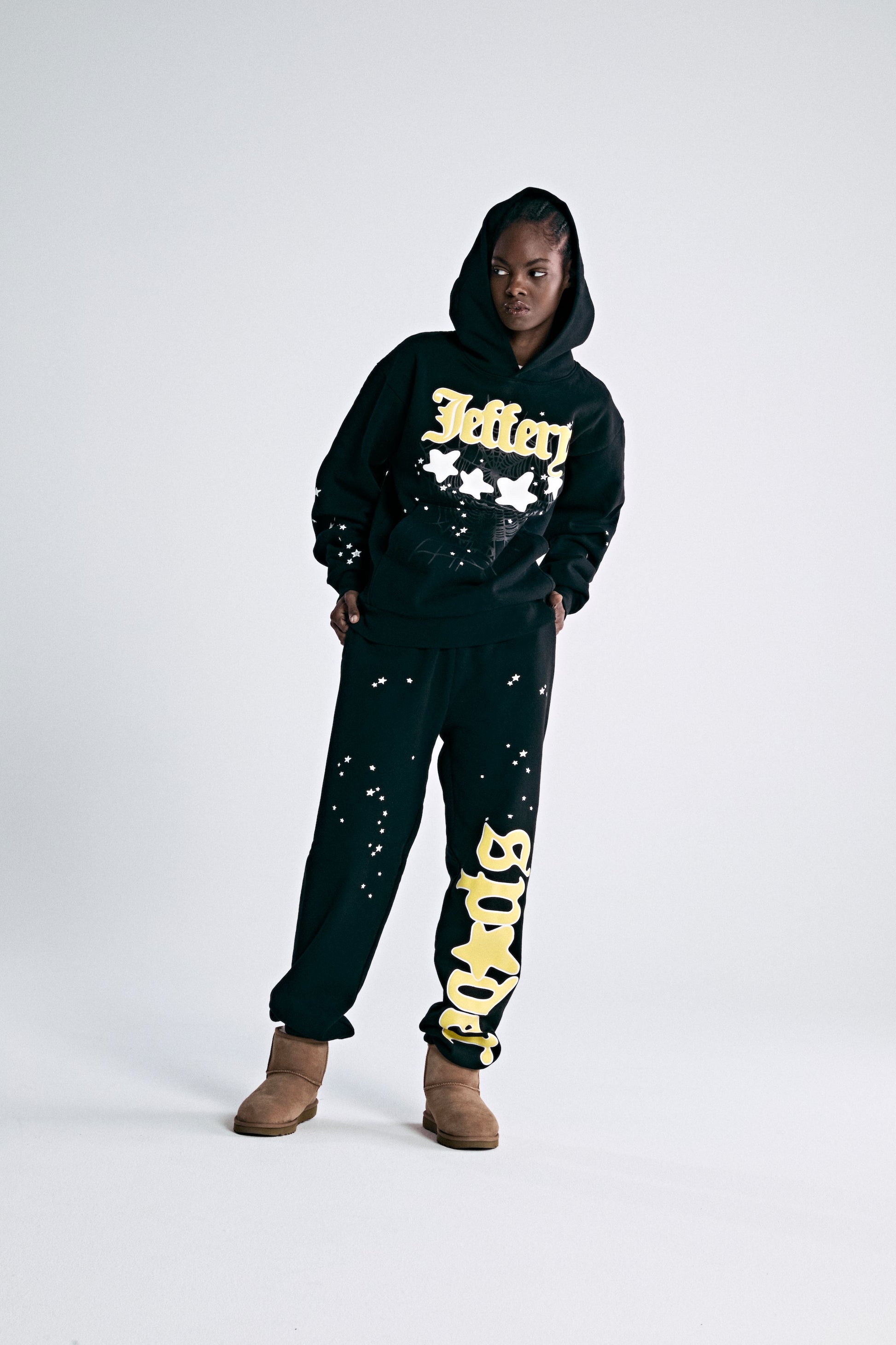 BLACK JEFFERY HOODIE ON MODEL