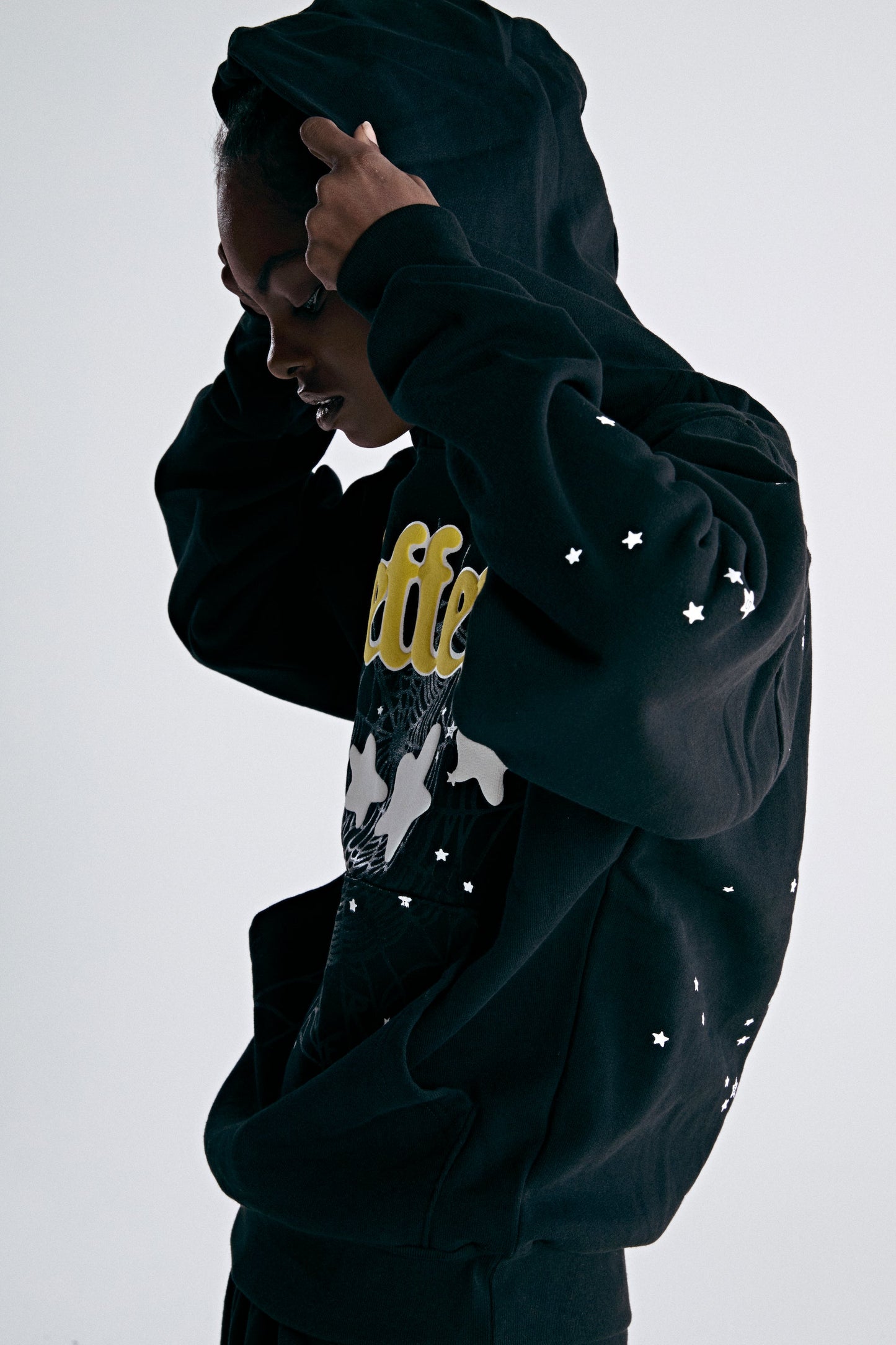 BLACK JEFFERY HOODIE ON MODEL