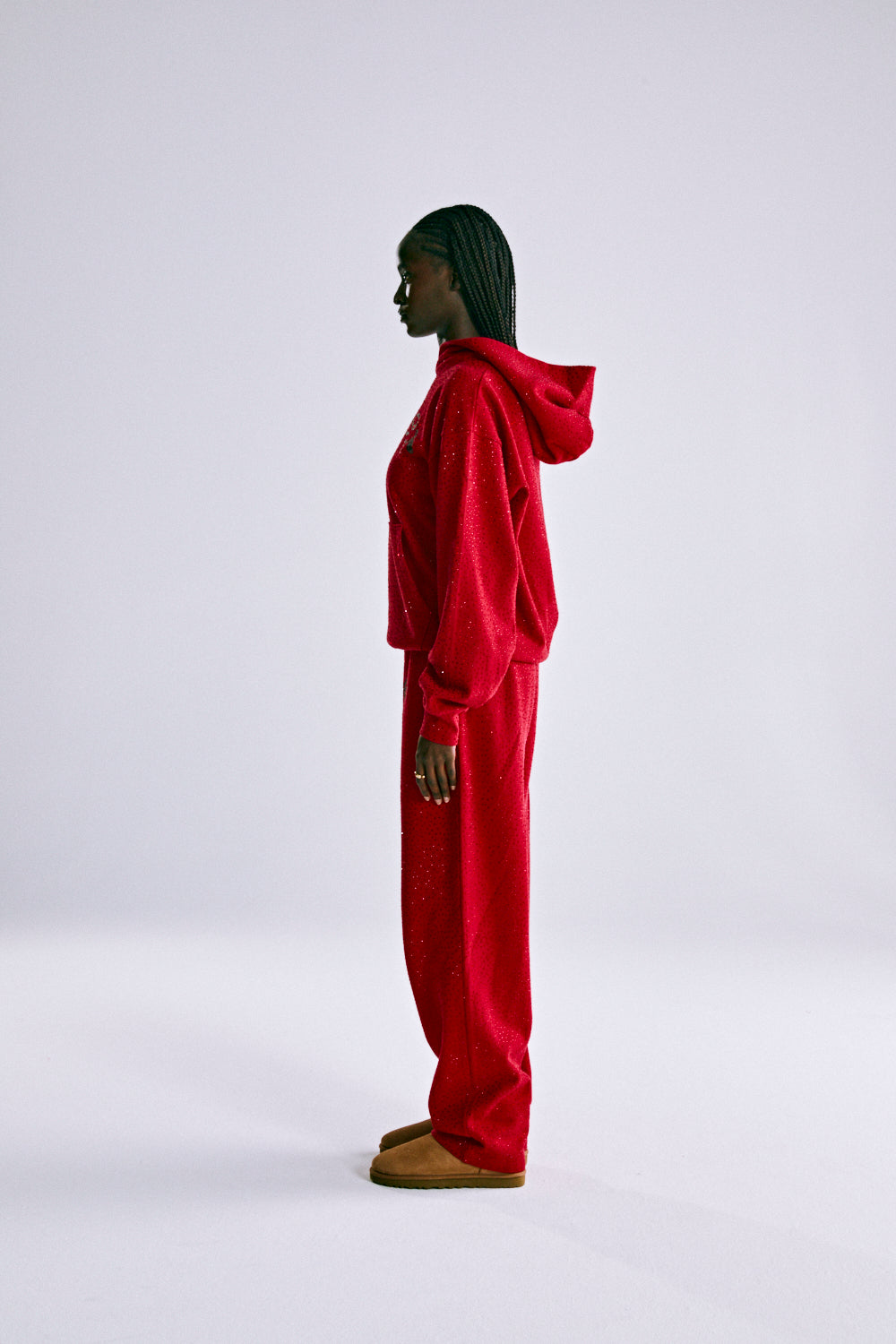 RED WEBSTONE AOP HOODIE ON MODEL