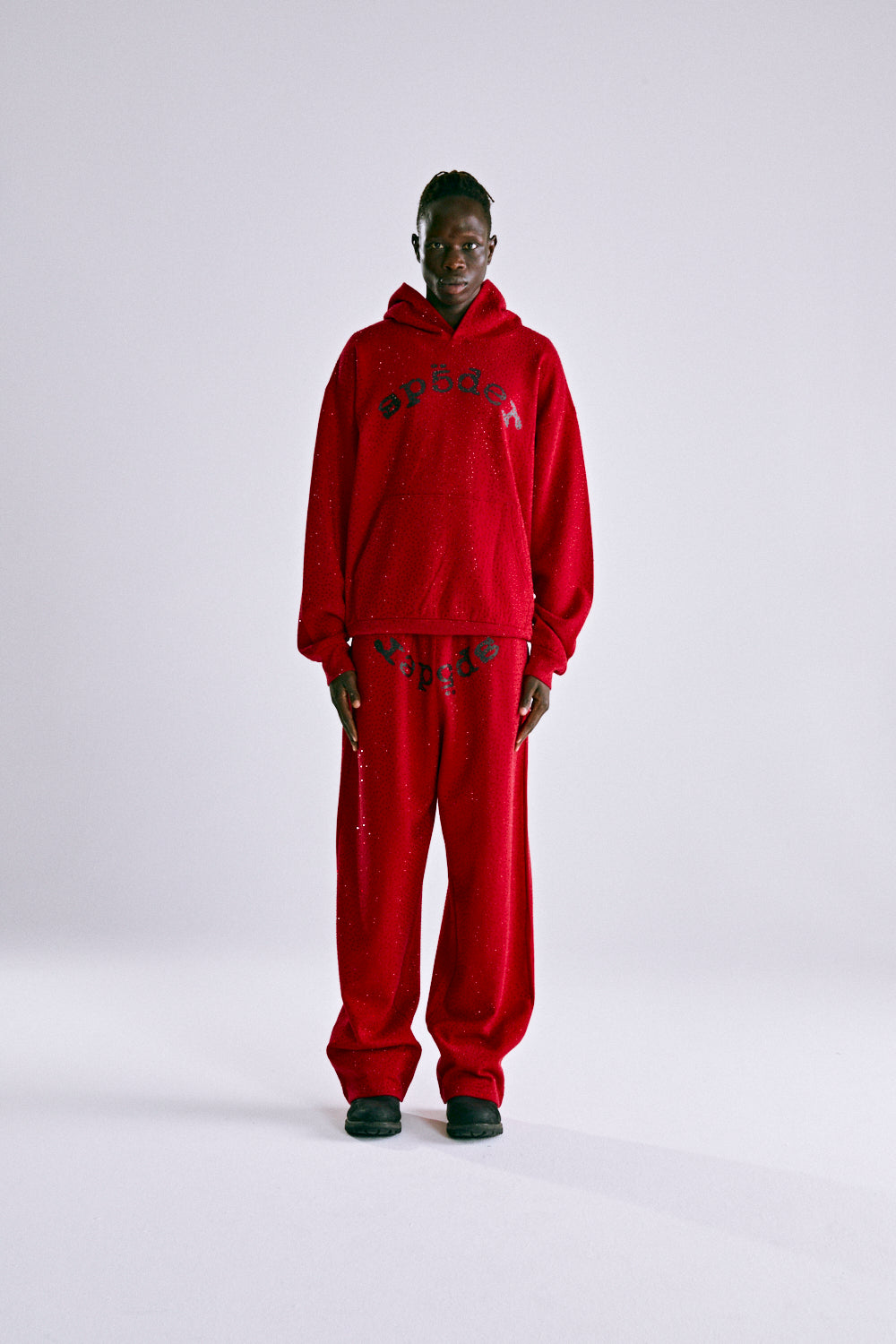 RED WEBSTONE AOP HOODIE ON MODEL