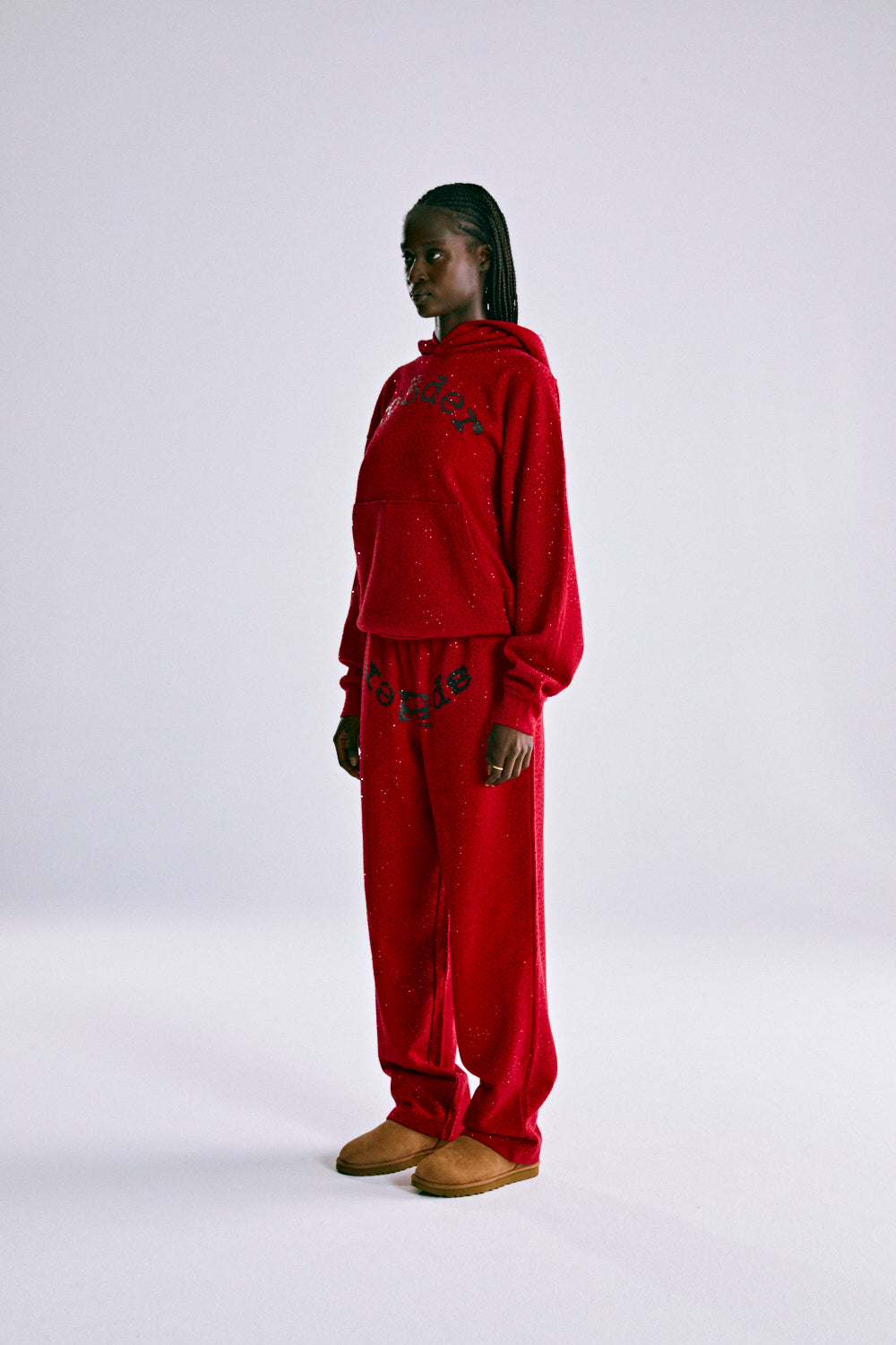 RED WEBSTONE AOP HOODIE ON MODEL