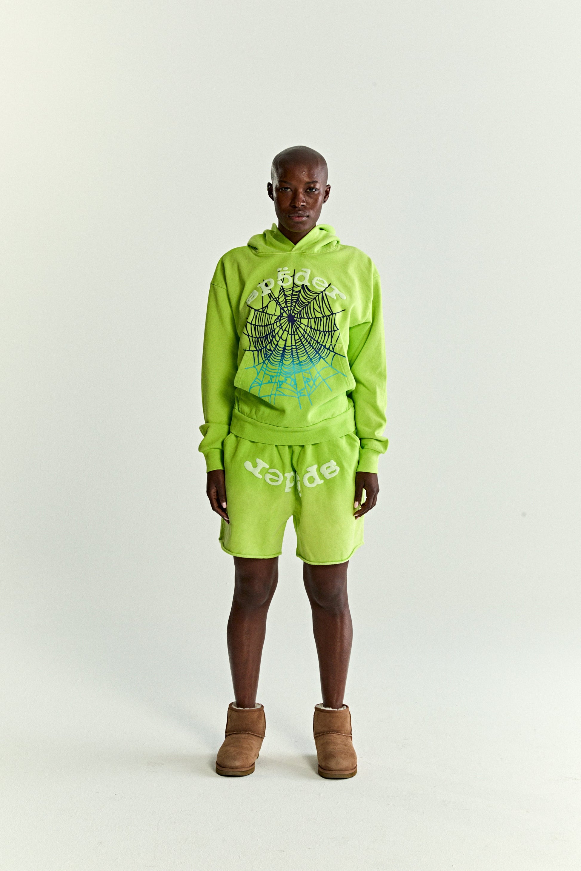 ACID GREEN OG WEB V2 GRADIENT HOODIE ON MODEL