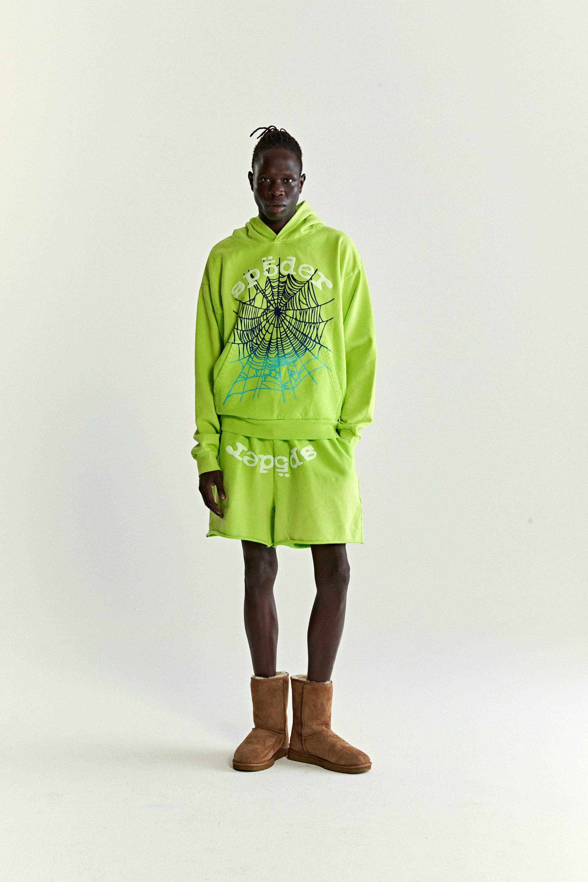 ACID GREEN OG WEB V2 GRADIENT HOODIE ON MODEL