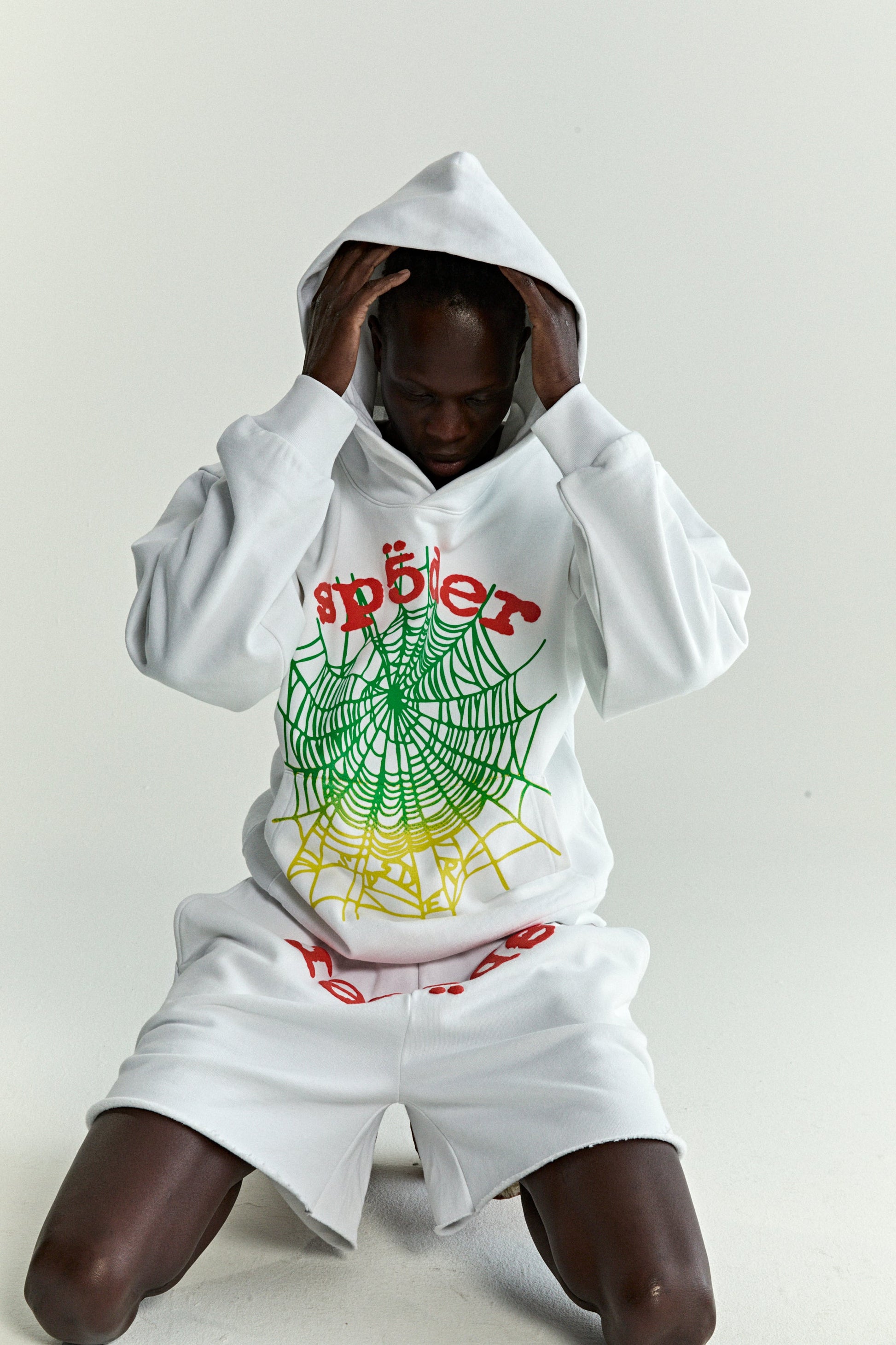 WHITE OG WEB V2 GRADIENT HOODIE ON MODEL