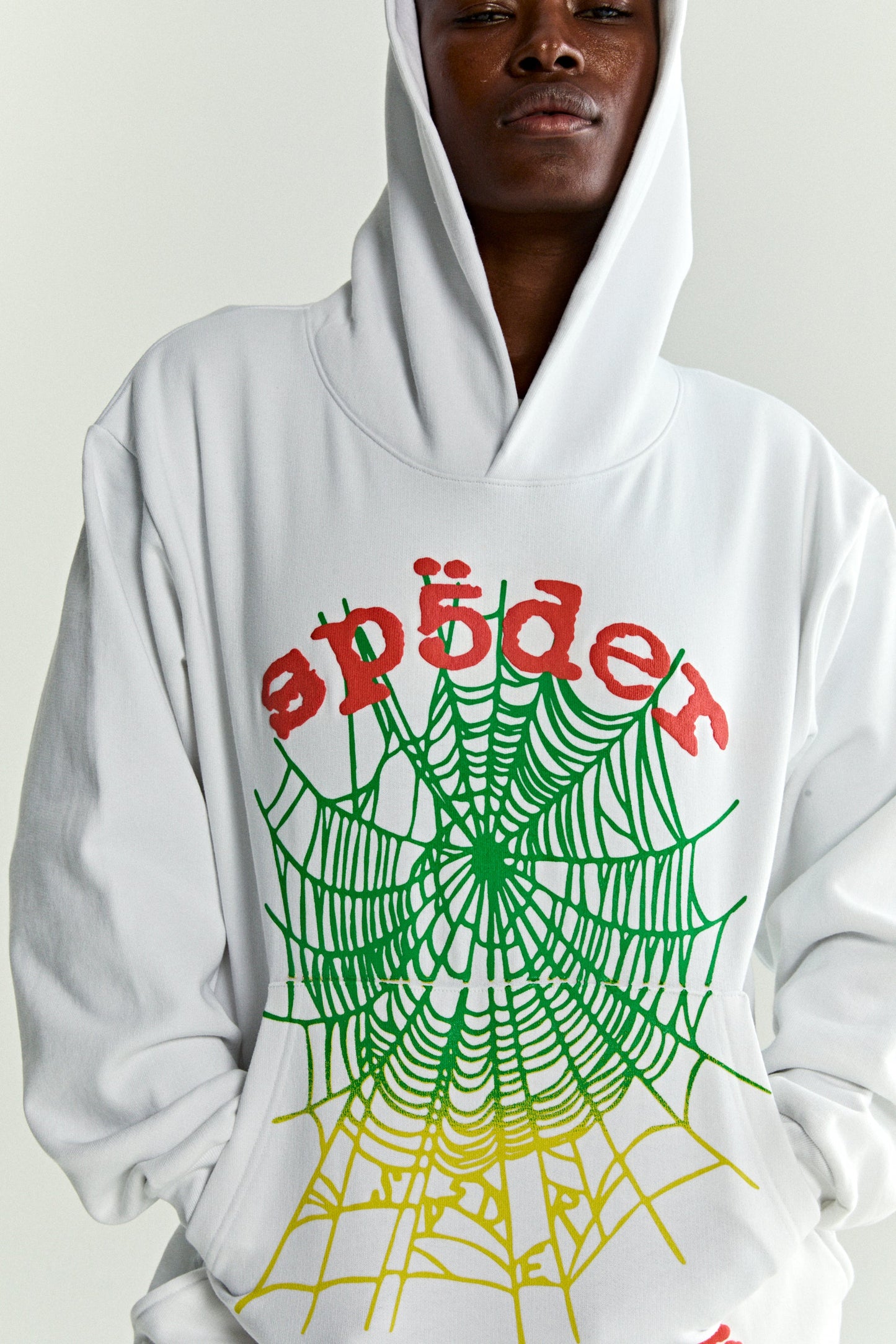 WHITE OG WEB V2 GRADIENT HOODIE ON MODEL