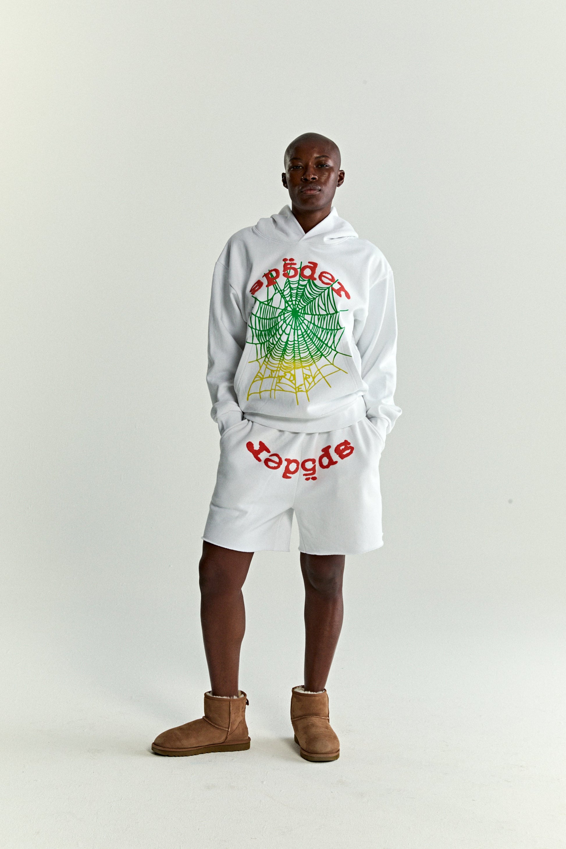 WHITE OG WEB V2 GRADIENT HOODIE ON MODEL
