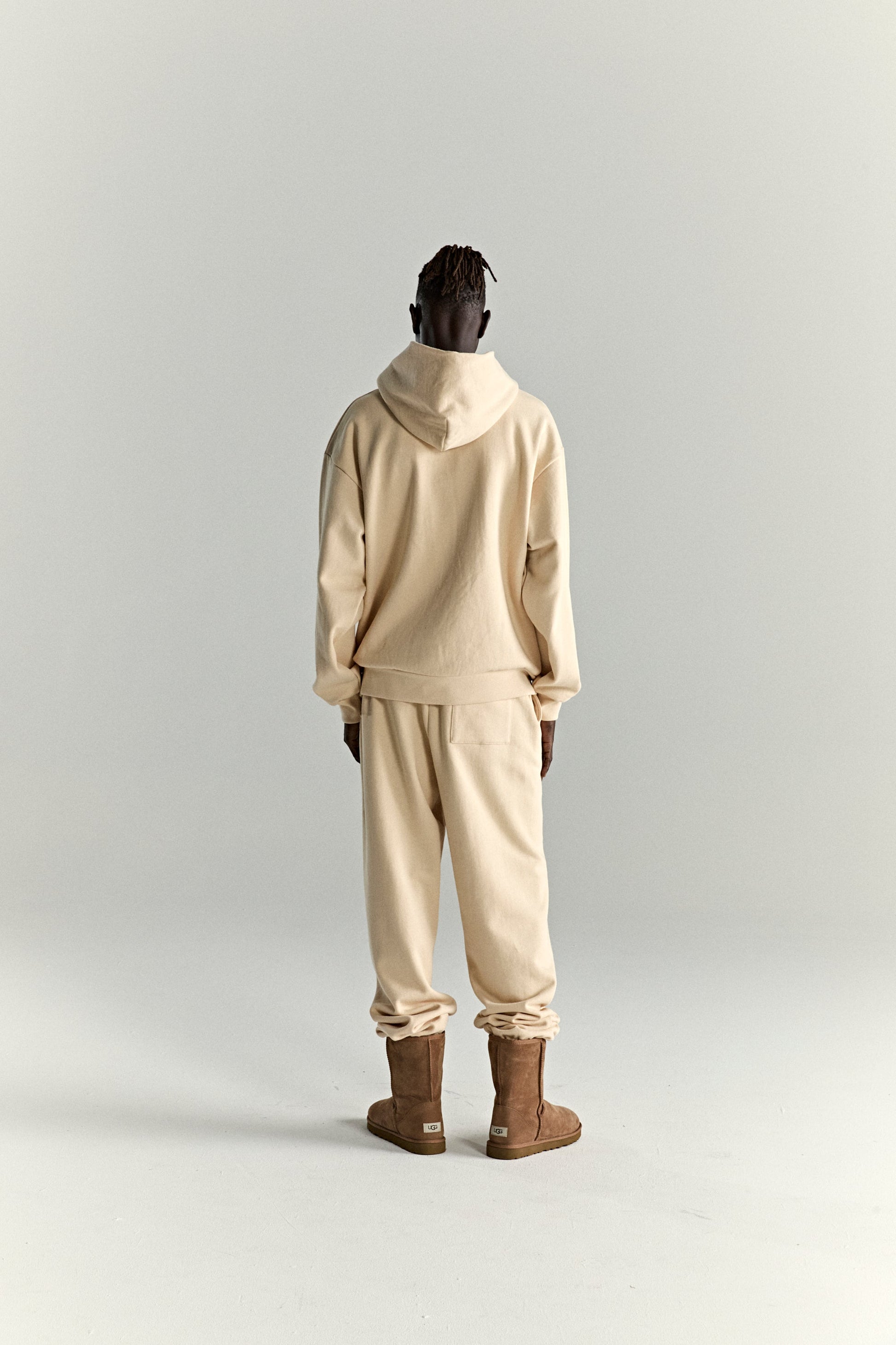 CREAM OG WEB V2 HOODIE ON MODEL