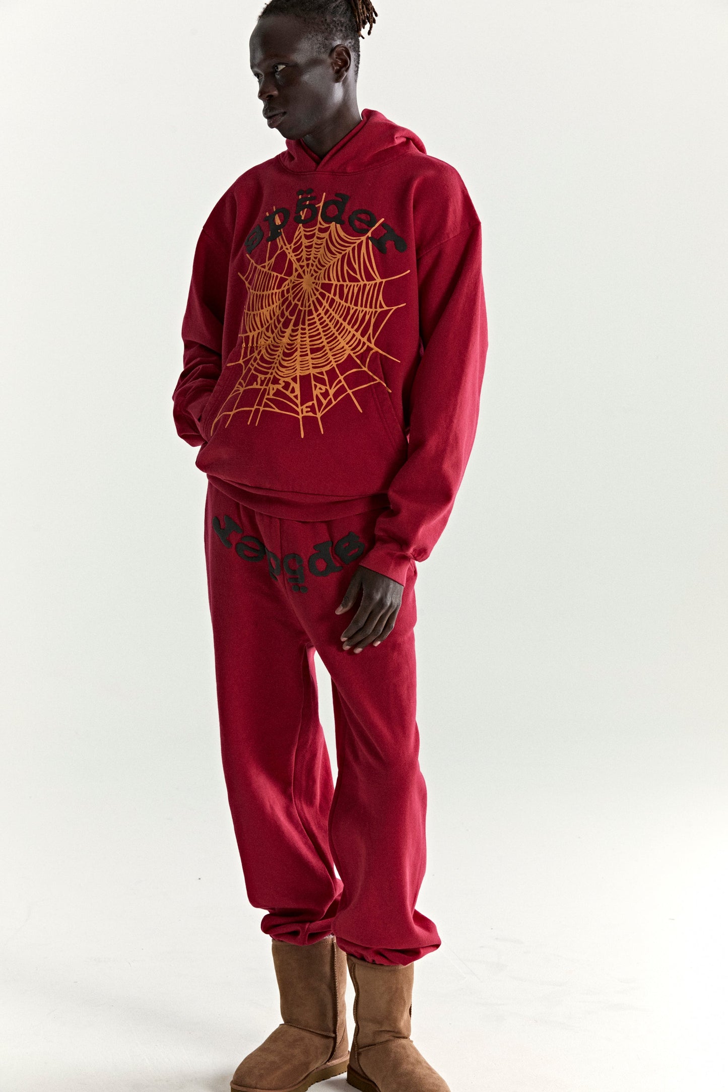RED OG WEB V2 HOODIE ON MODEL