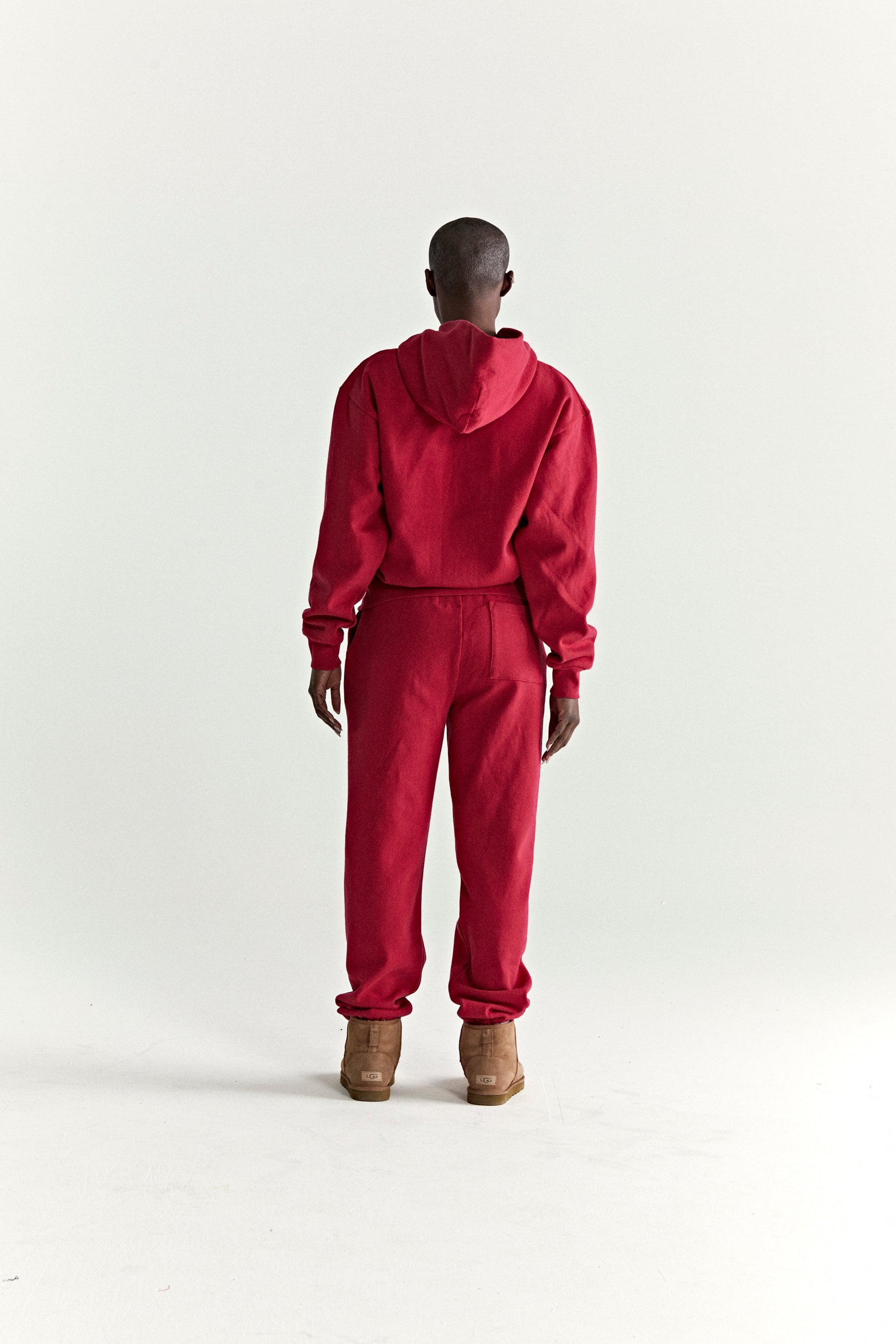 RED OG WEB V2 HOODIE ON MODEL