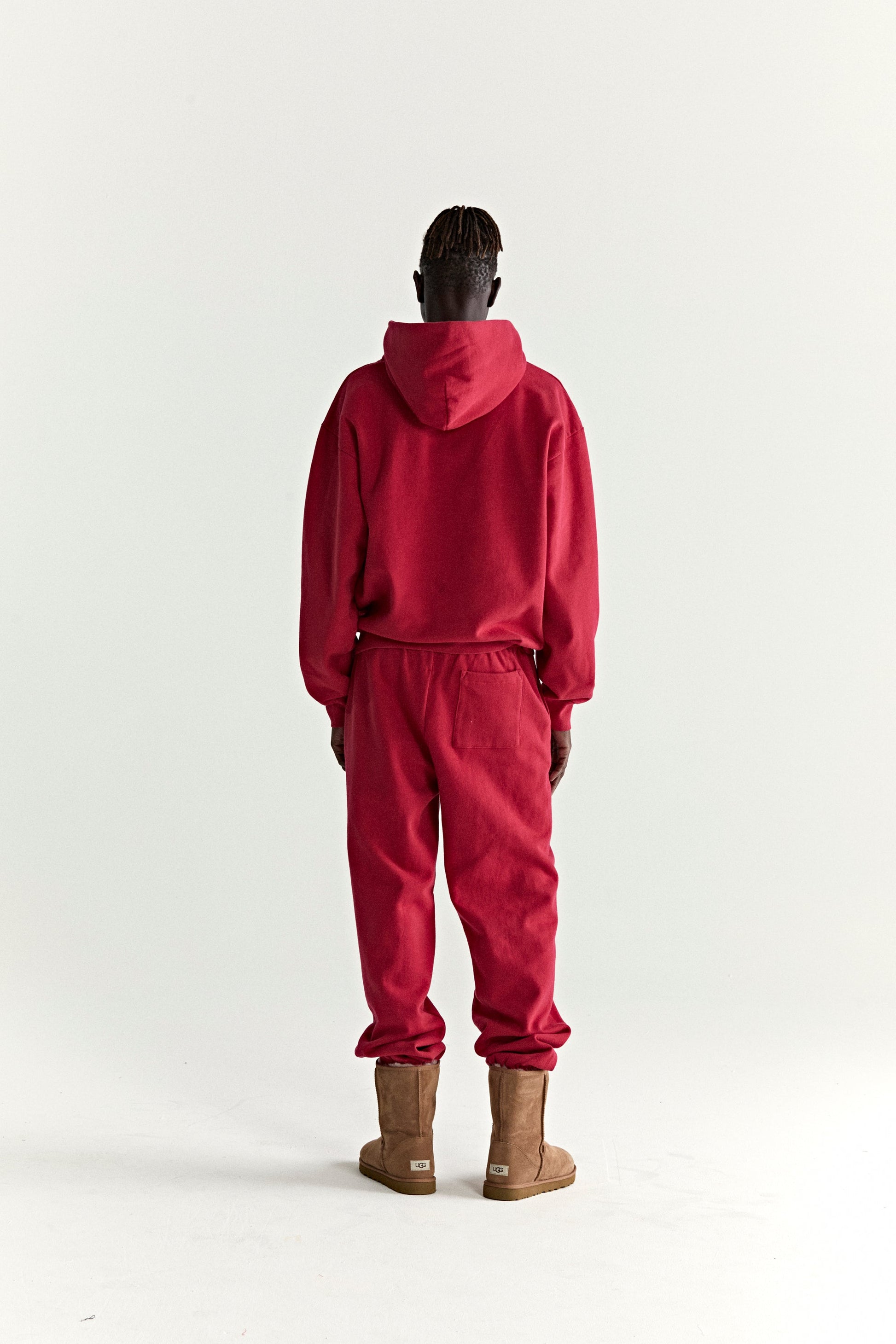 RED OG WEB V2 HOODIE ON MODEL