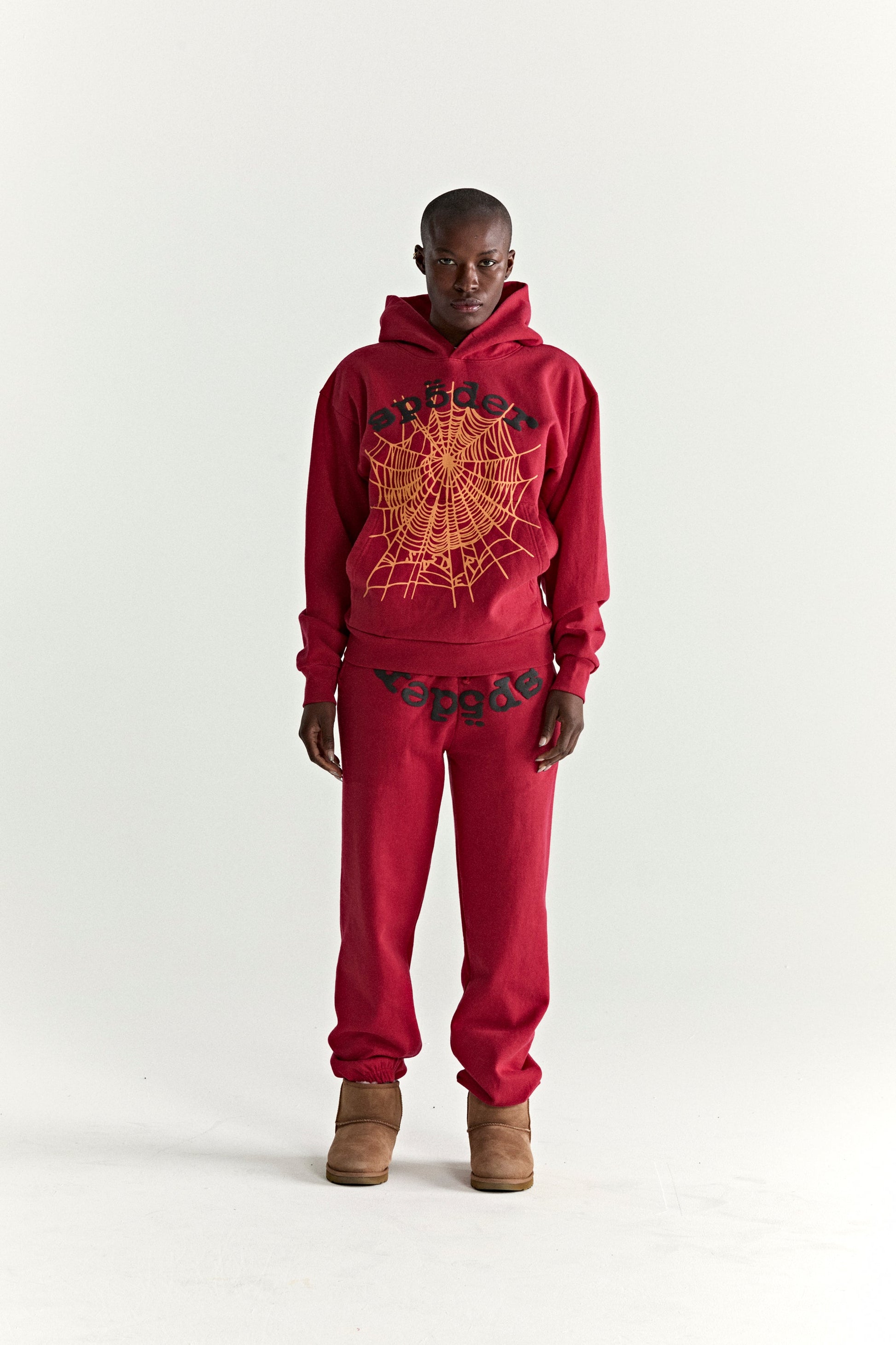 RED OG WEB V2 HOODIE ON MODEL