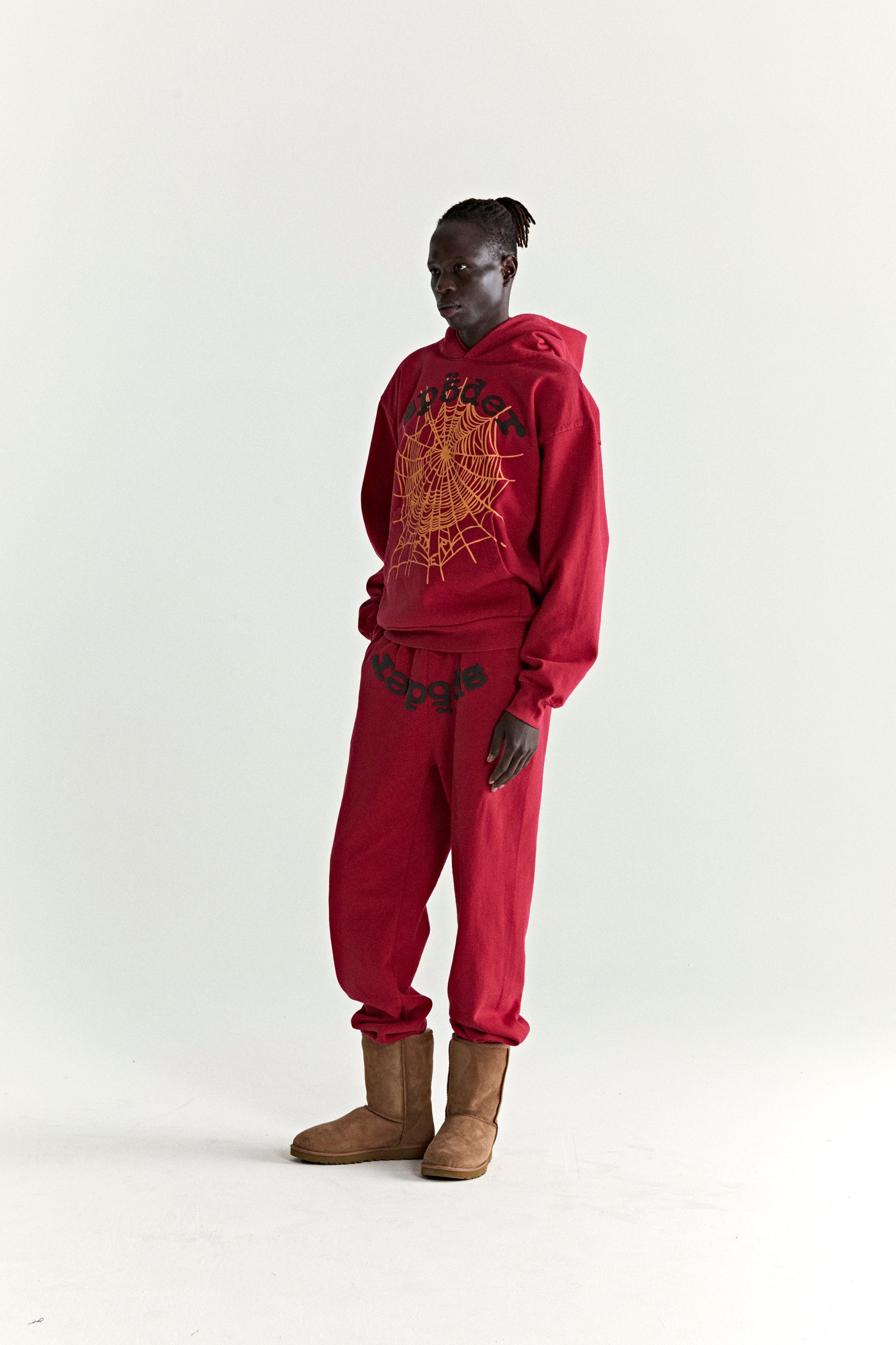 RED OG WEB V2 HOODIE ON MODEL