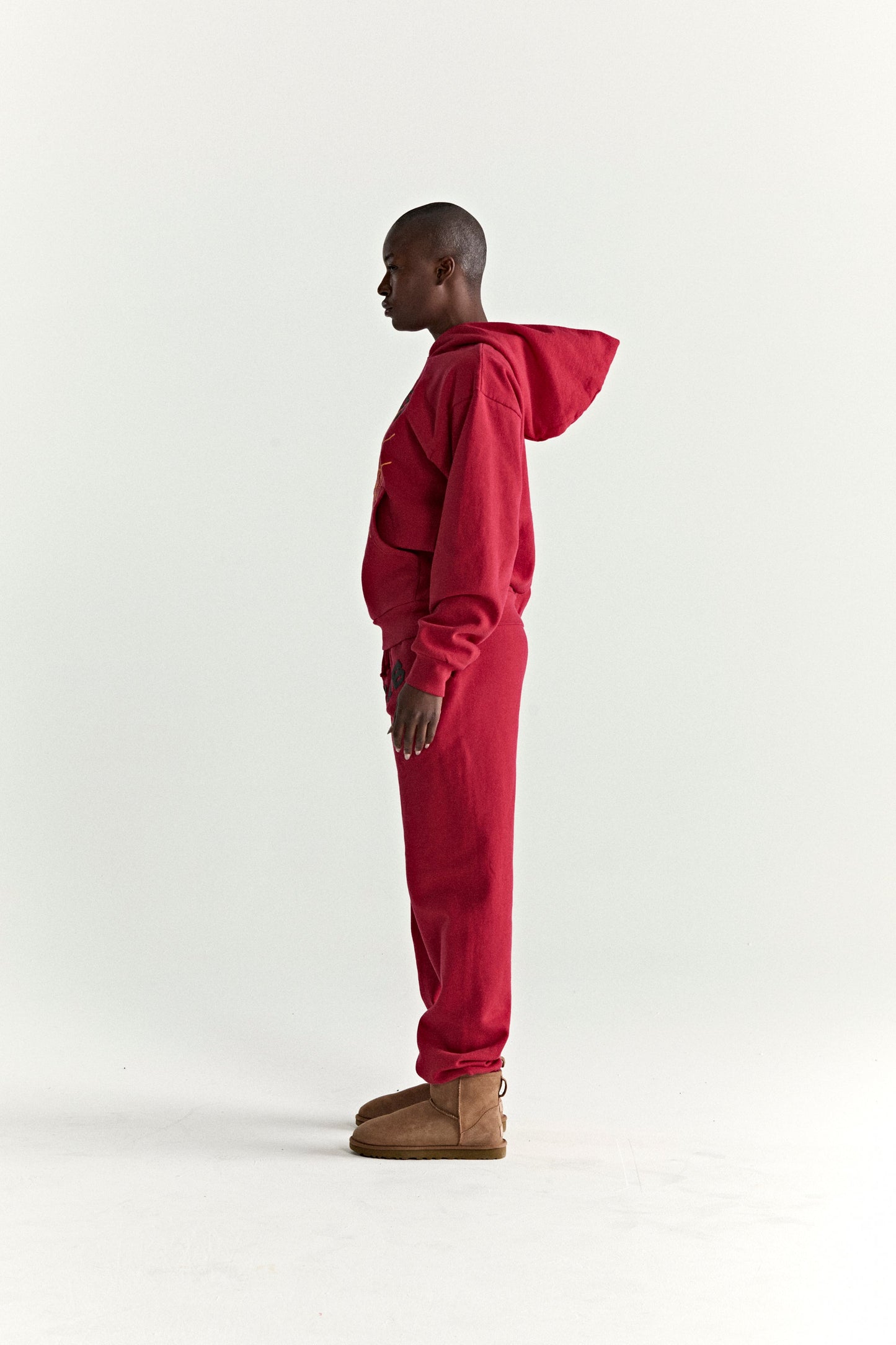 RED OG WEB V2 HOODIE ON MODEL