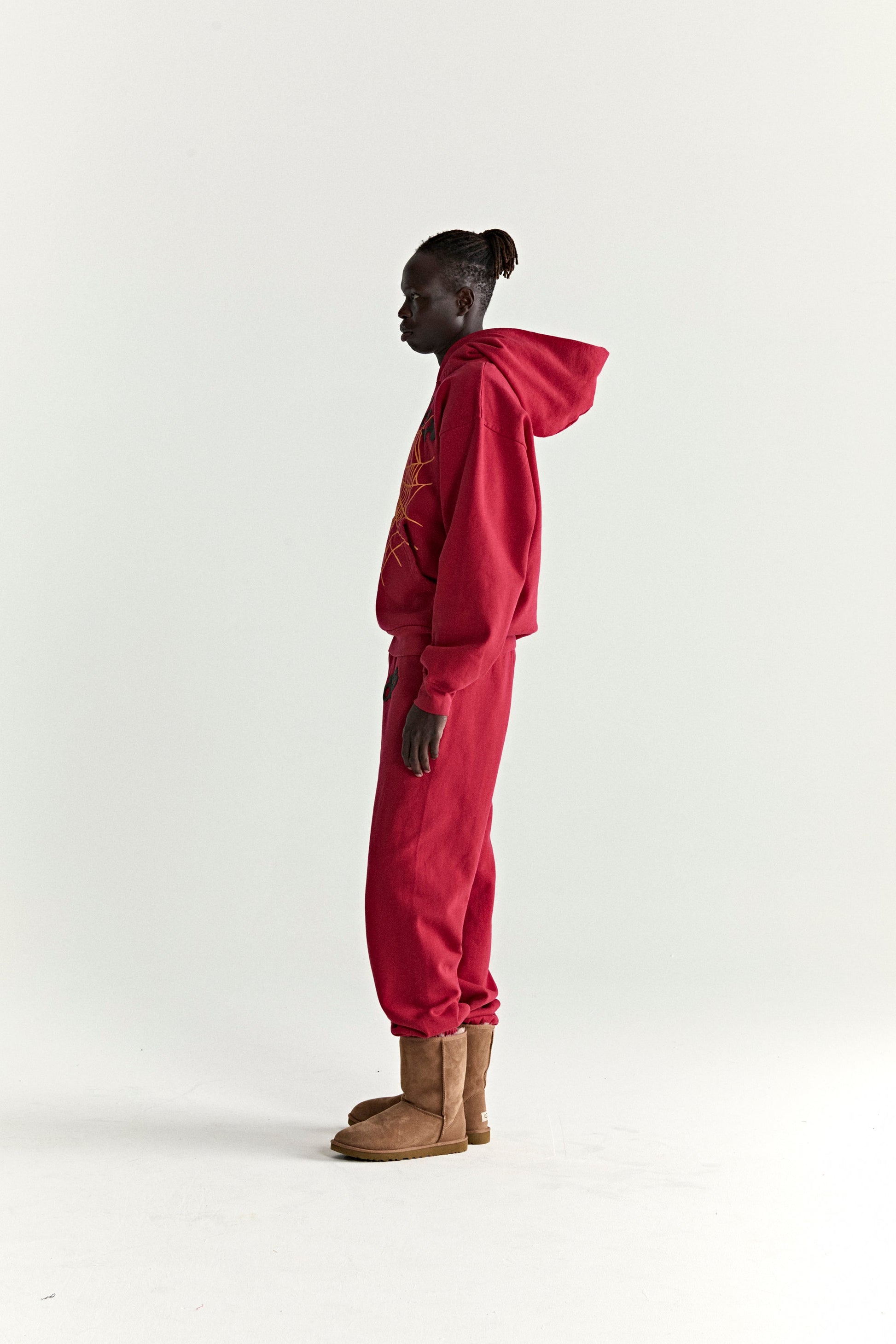 RED OG WEB V2 HOODIE ON MODEL