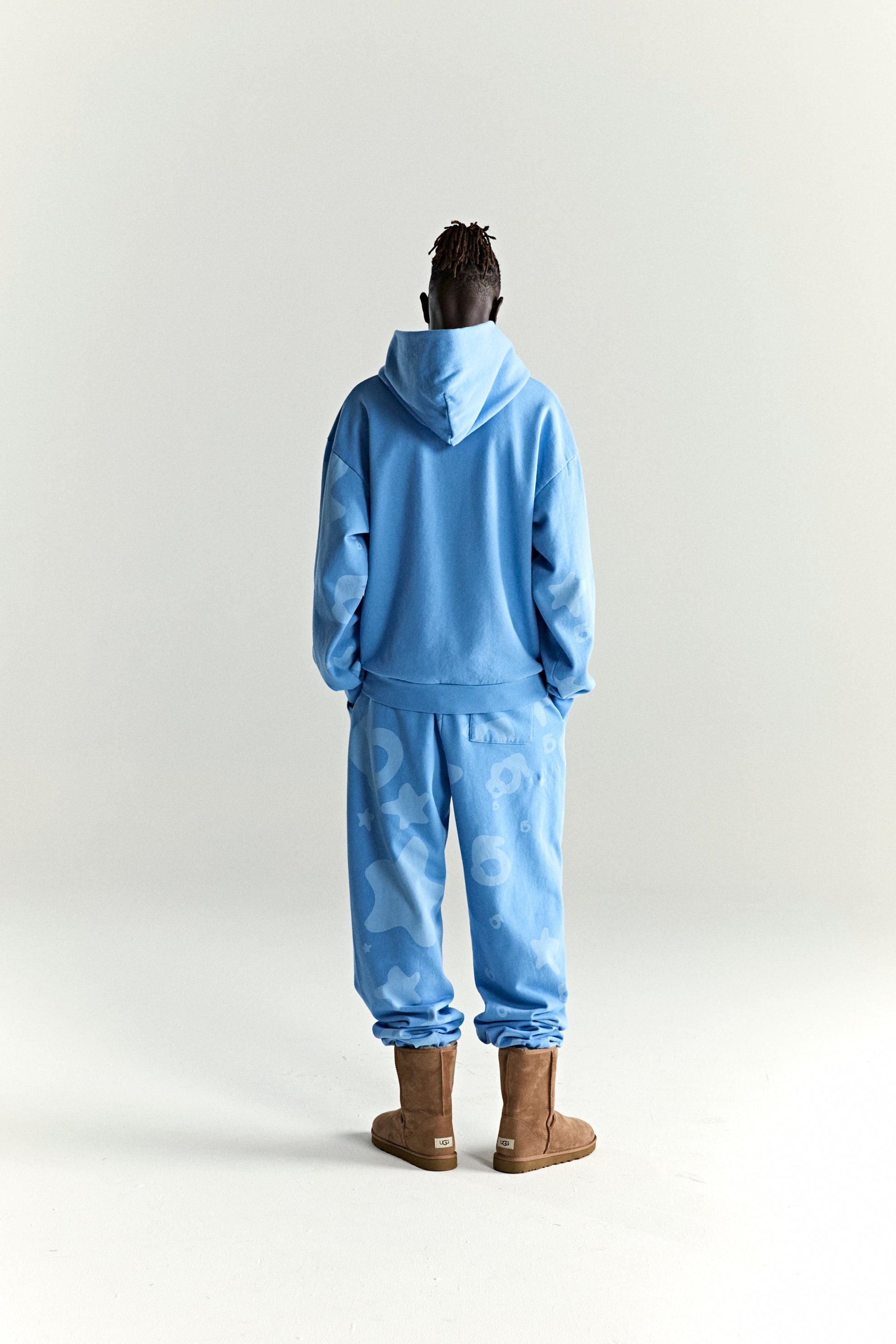 DUSTY BLUE BELUGA V2 HOODIE ON MODEL