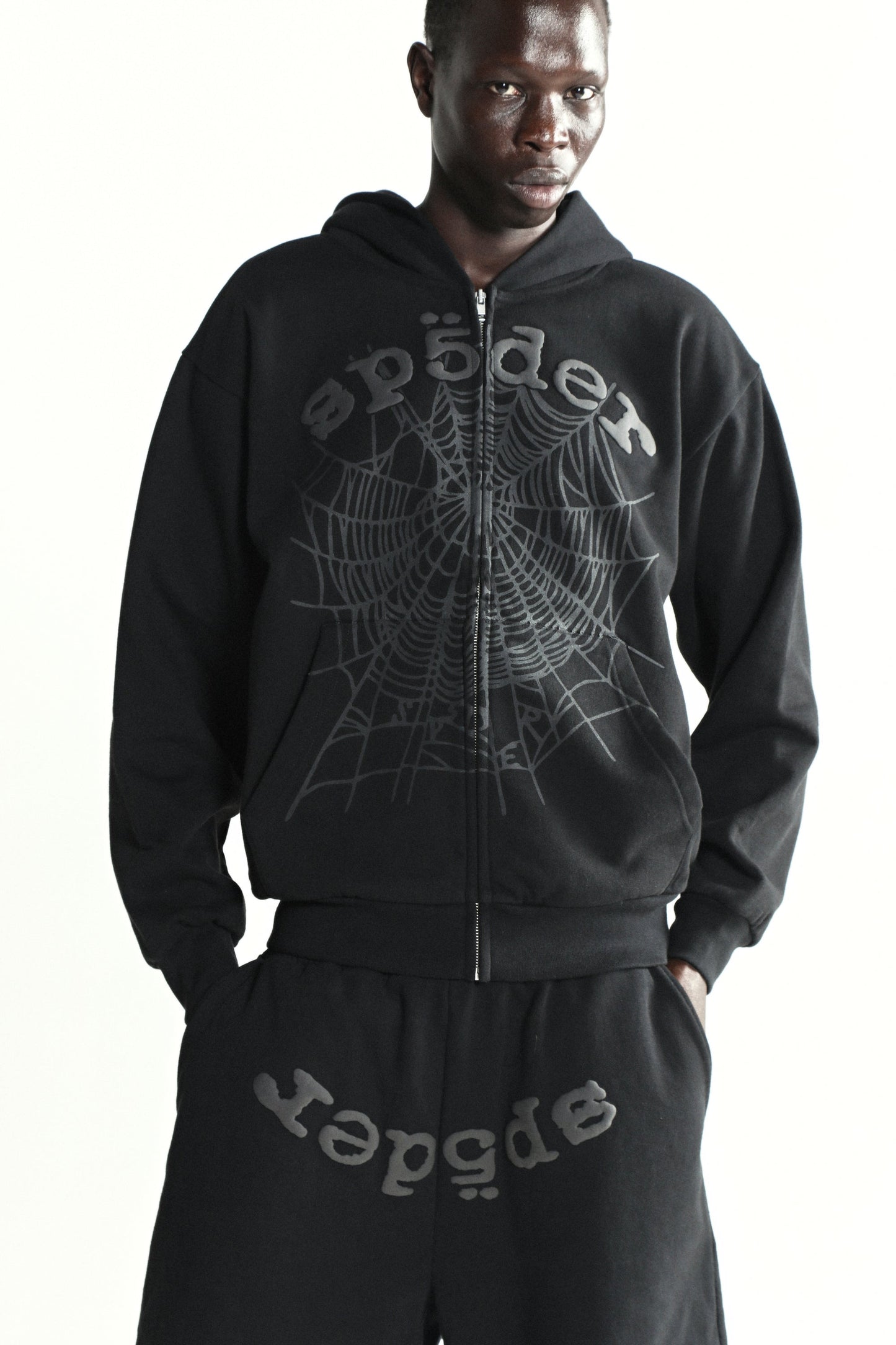 BLACK OG WEB V2 PHANTOM ZIP UP ON MODEL
