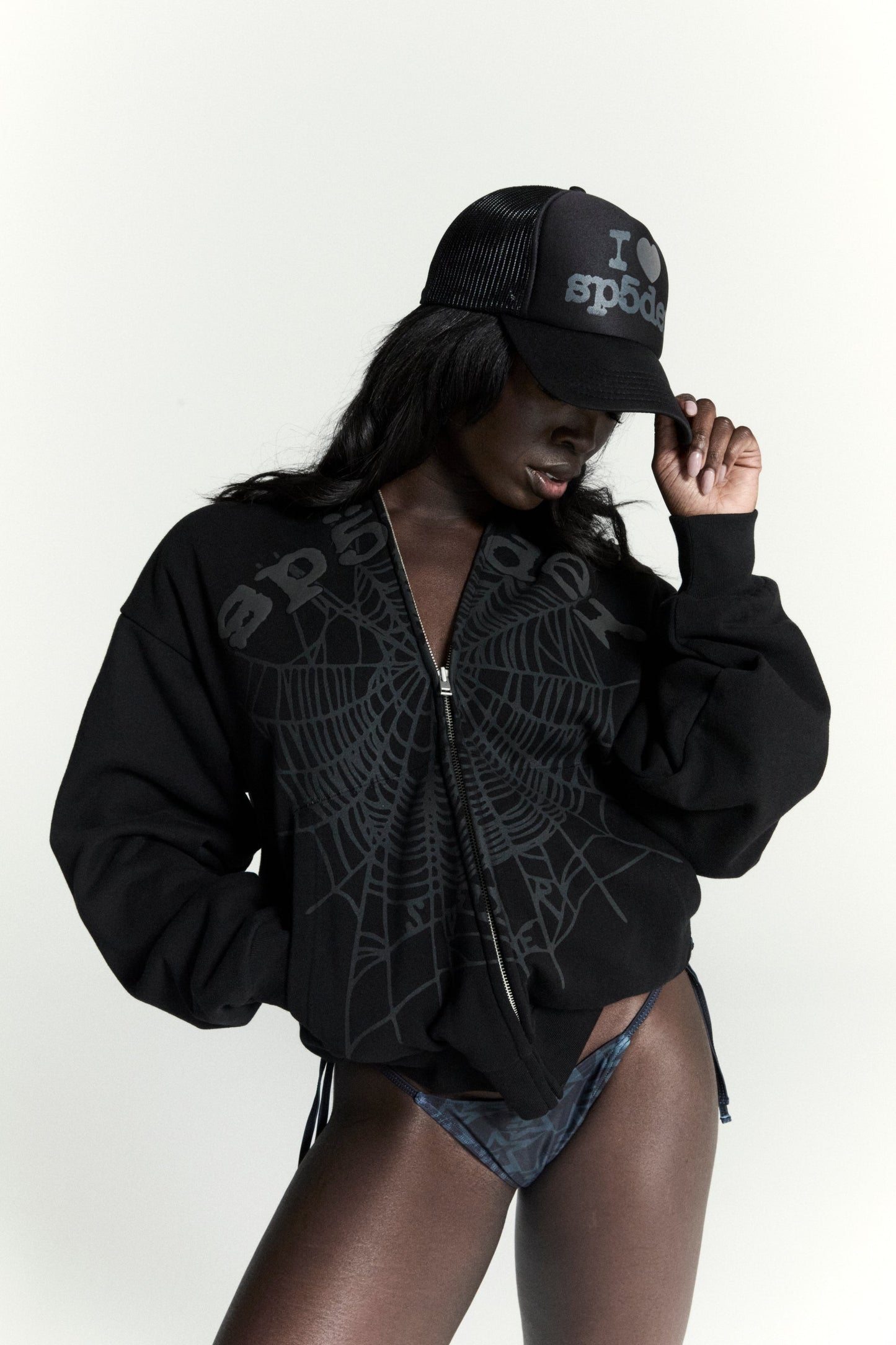 BLACK OG WEB V2 PHANTOM ZIP UP ON MODEL