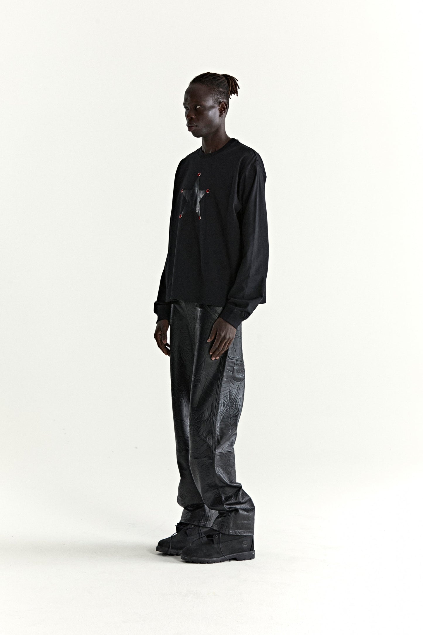 BLACK PORNSTAR LONGSLEEVE TEE ON MODEL