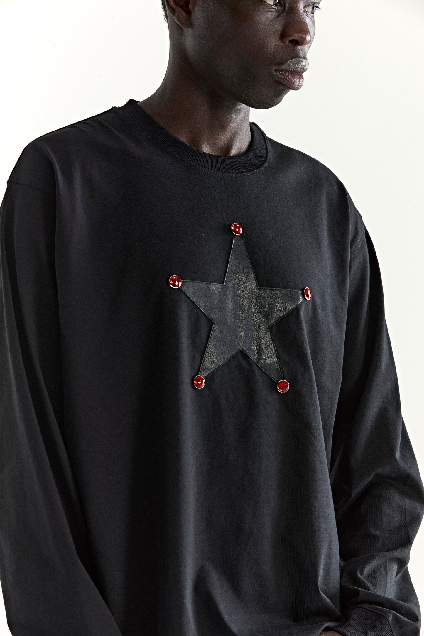 BLACK PORNSTAR LONGSLEEVE TEE ON MODEL