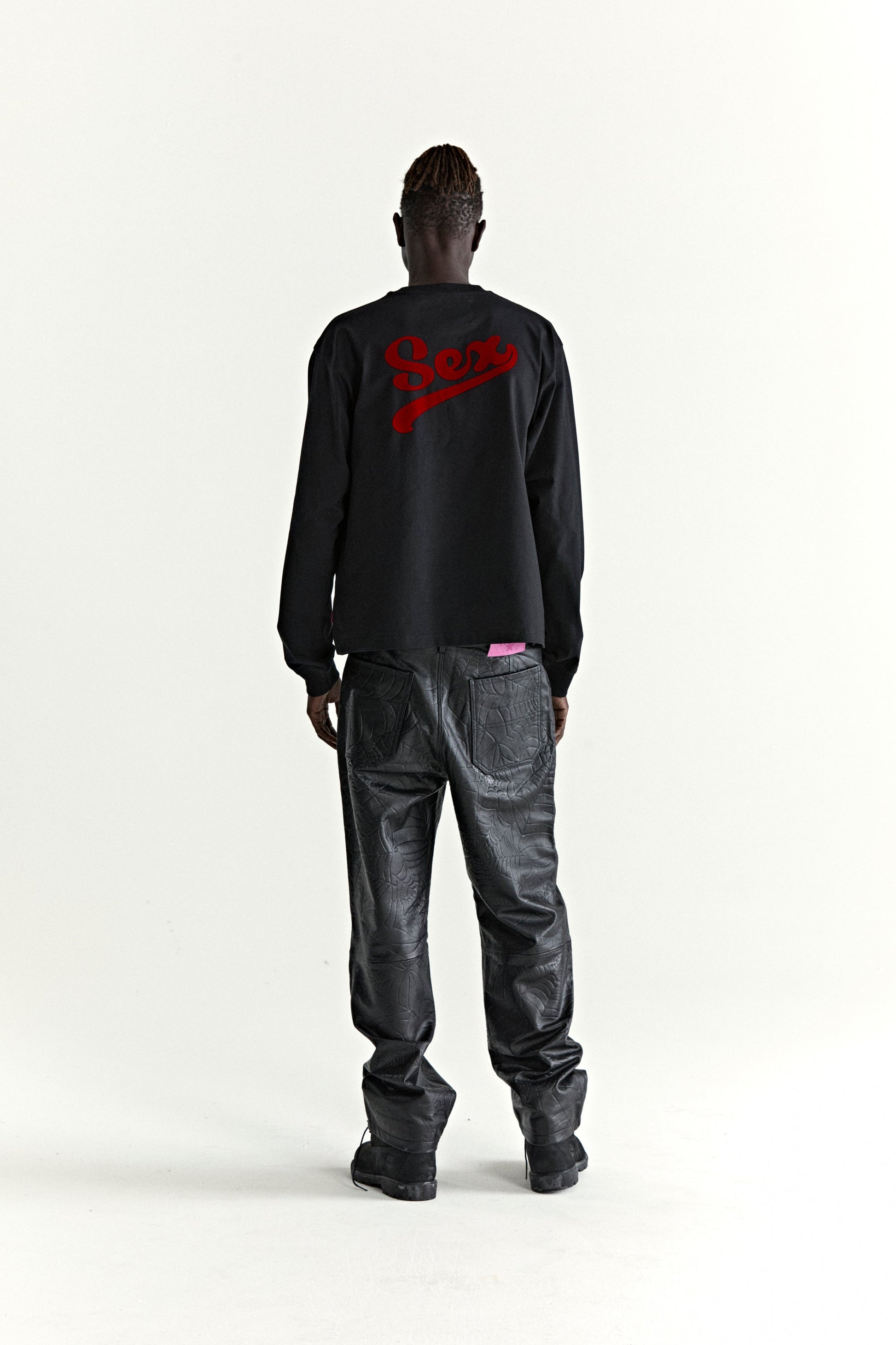 BLACK PORNSTAR LONGSLEEVE TEE ON MODEL
